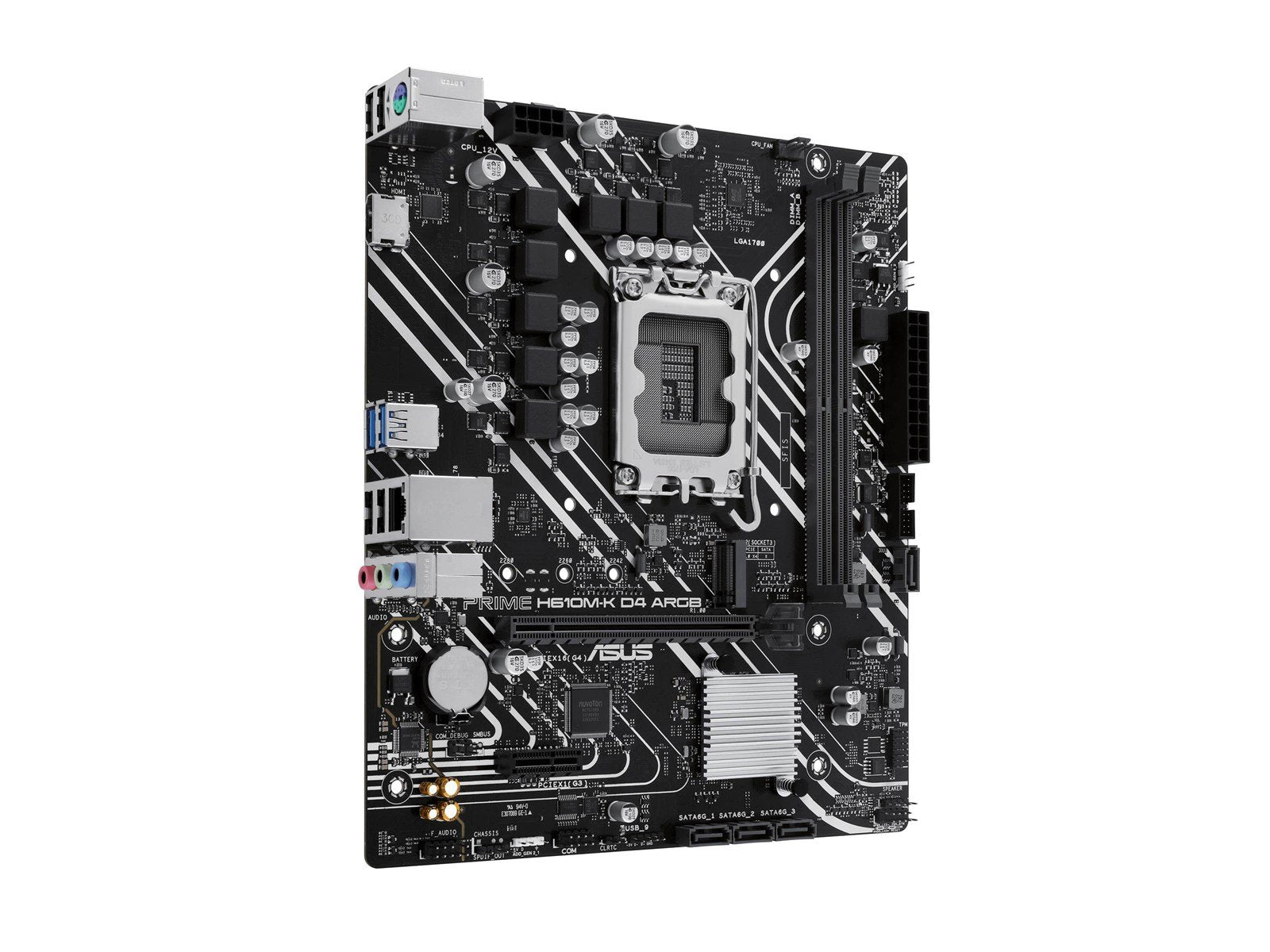 ASUS PRIME H610M-K D4 ARGB Mainboard - Intel H610 - Intel LGA1700 socket - DDR4 RAM - Micro-ATX