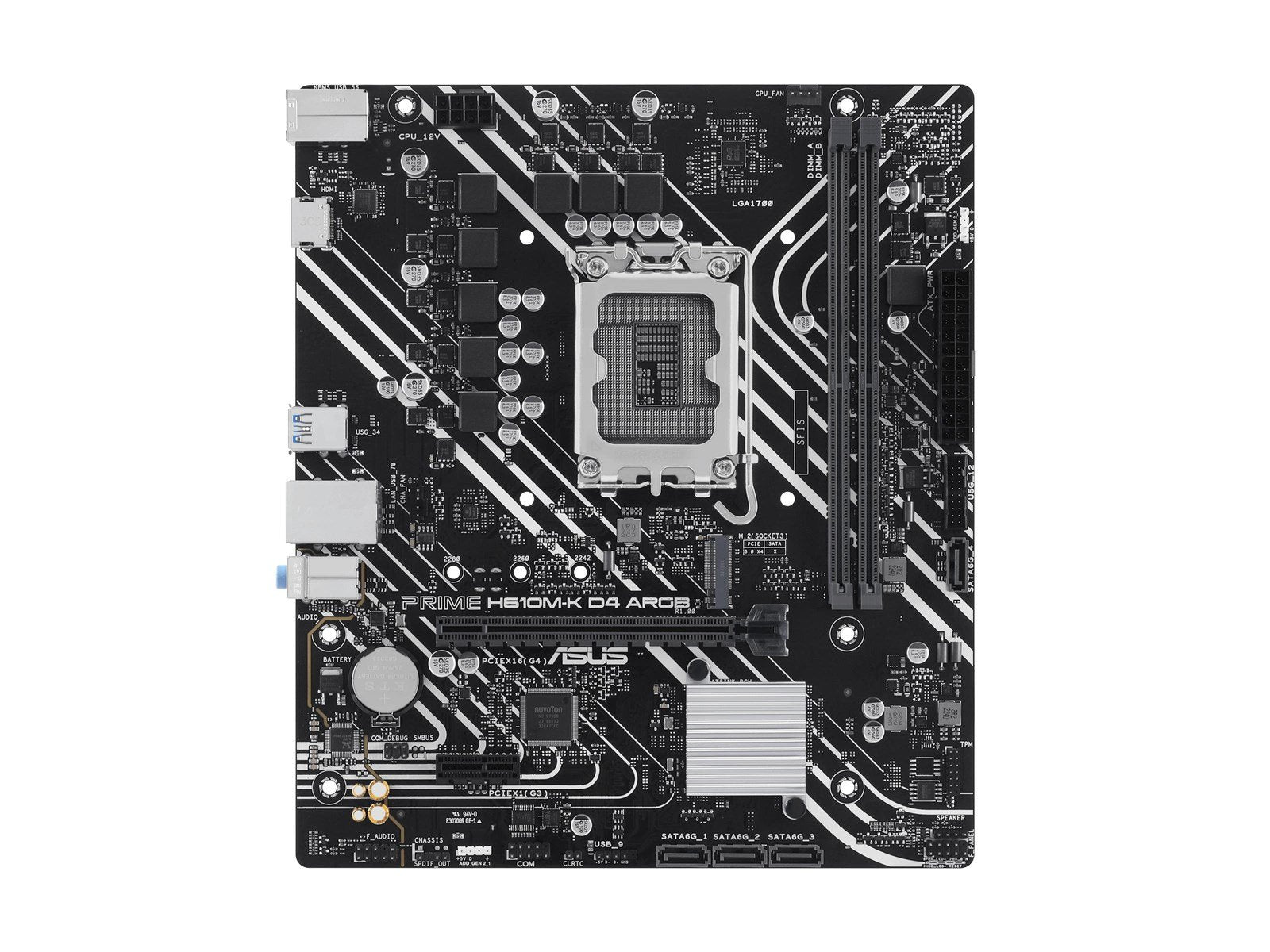 ASUS PRIME H610M-K D4 ARGB Mainboard - Intel H610 - Intel LGA1700 socket - DDR4 RAM - Micro-ATX