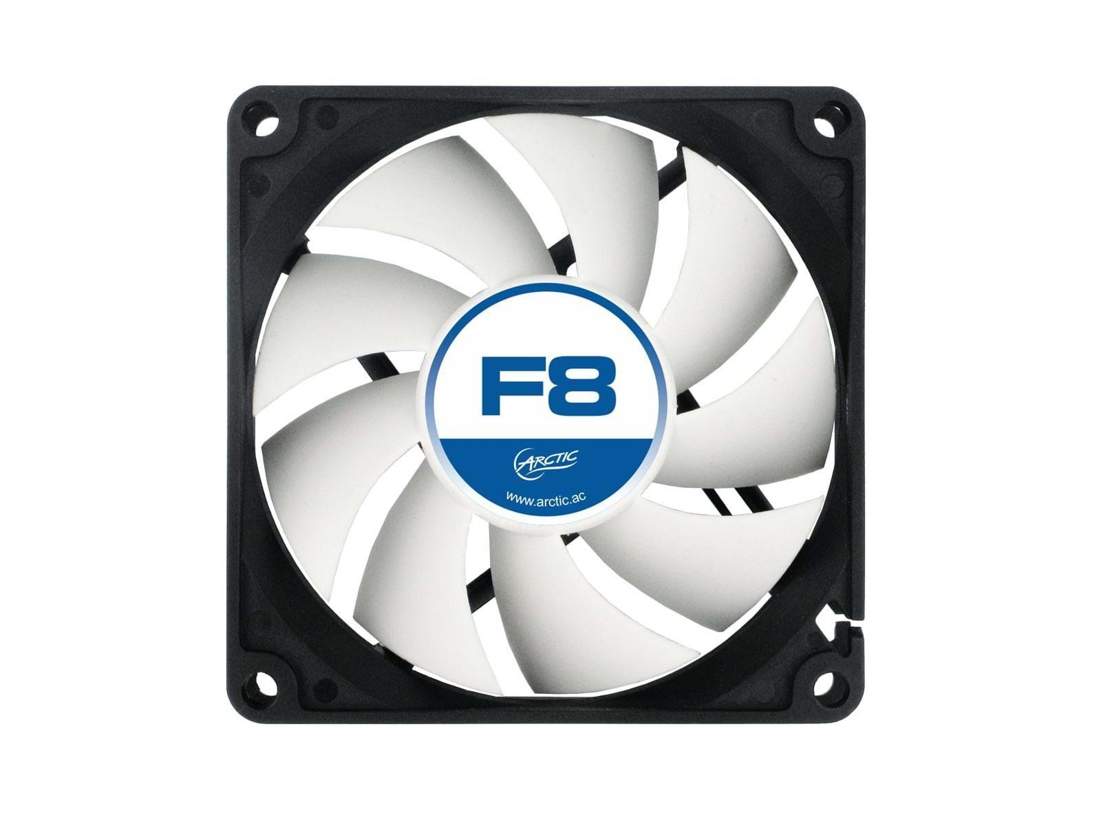 Arctic F8 - Gehäuselüfter - 80mm - Schwarz mit weißen Flügeln - 22 dBA