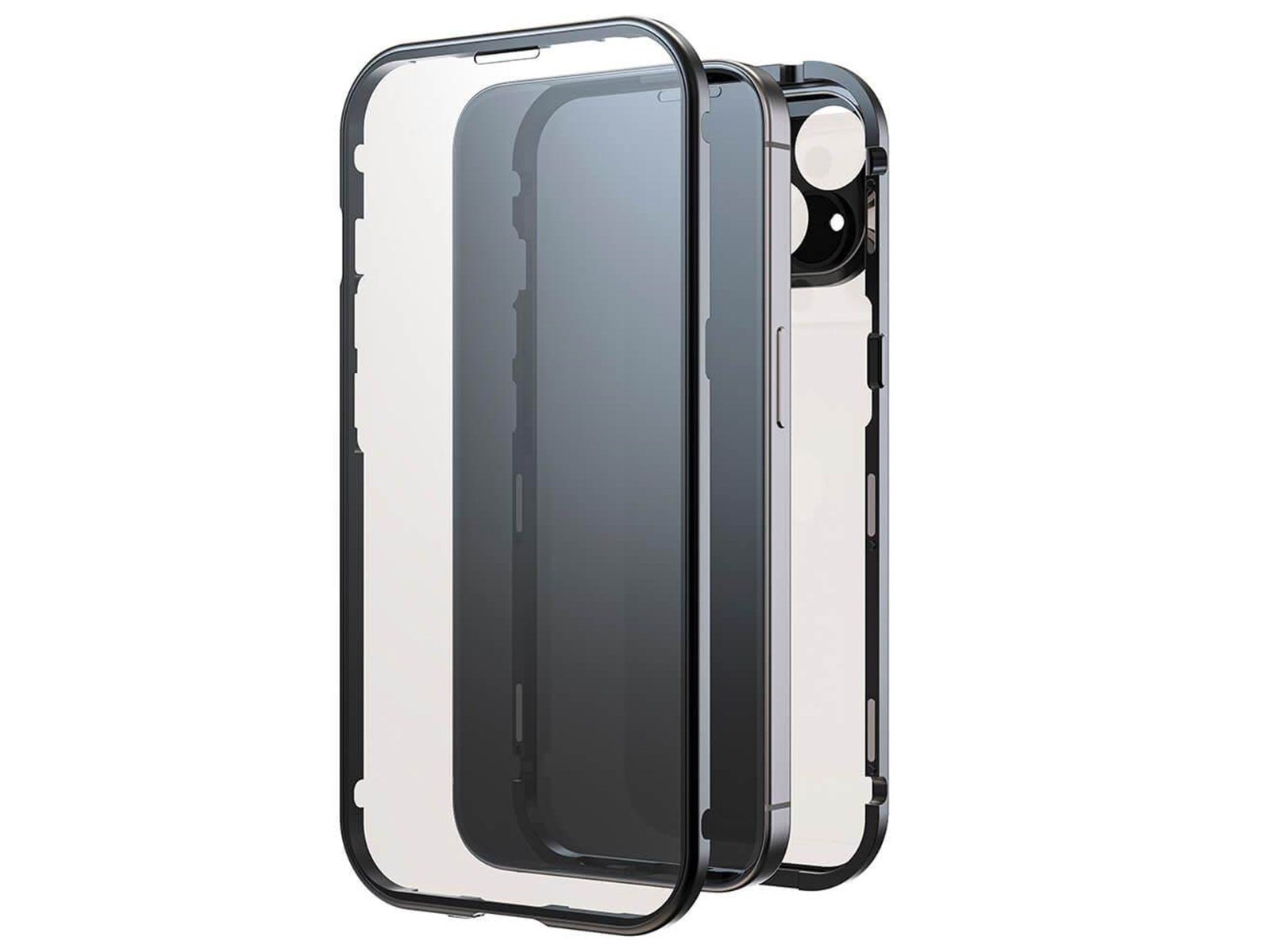 BLACK ROCK Phone Case 360° Glass Transp/Black - iPhone 15