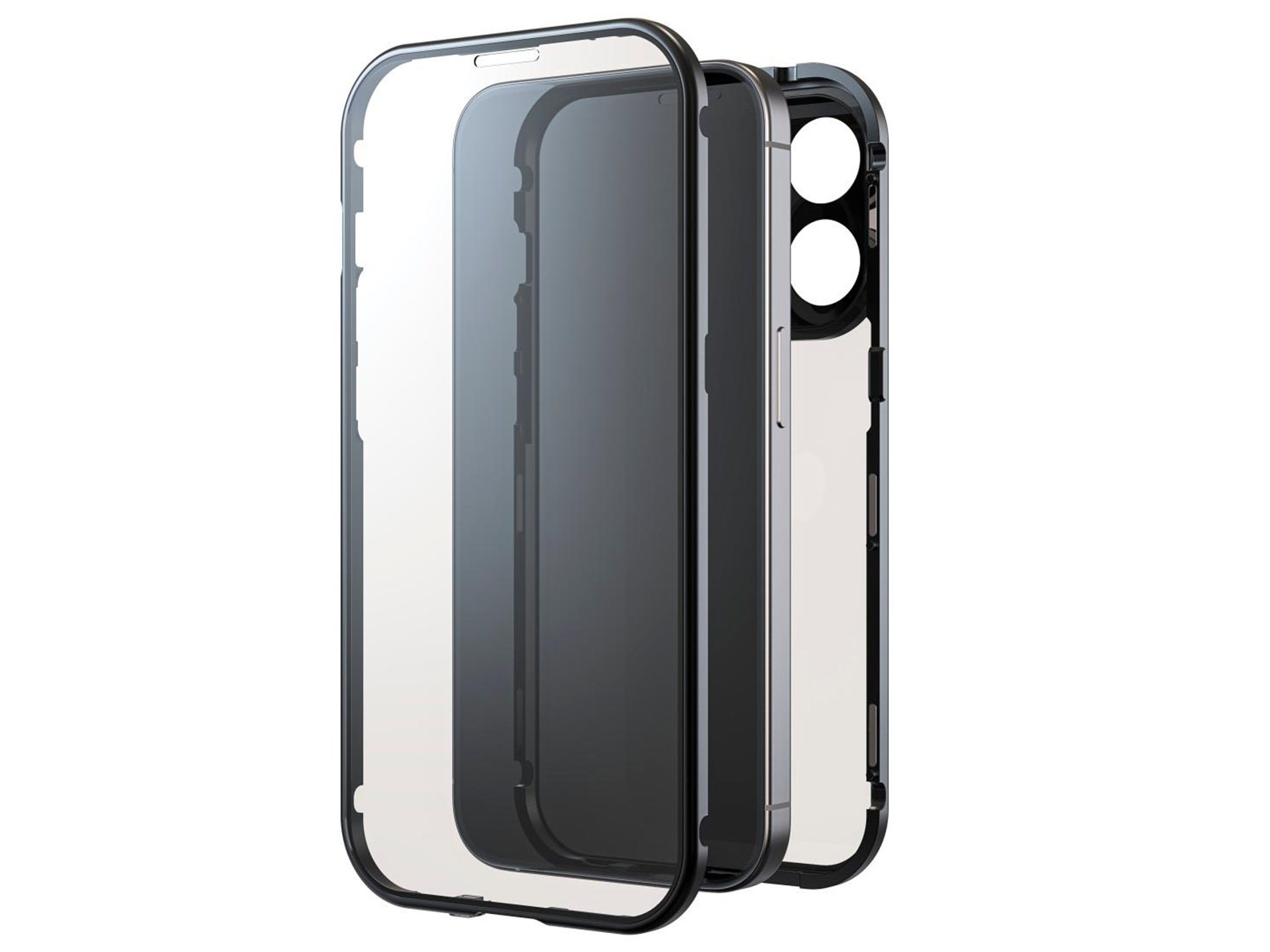 BLACK ROCK Phone Case 360° Glass Transp/Black - iPhone 15 Pro