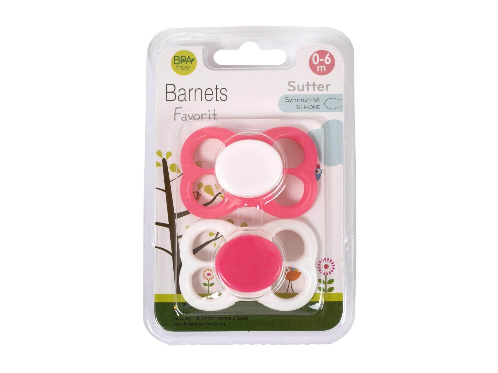 Barnets Favorit 2 pak luftsutter silikone 0-6 mdr. – Pink/Hvid