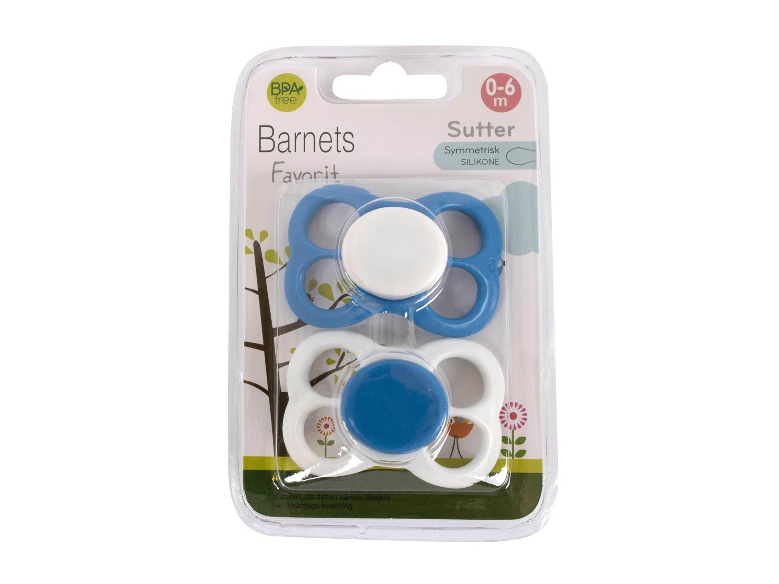 Barnets Favorit 2 pak luftsutter silikone 0-6 mdr. – Blå/Hvid