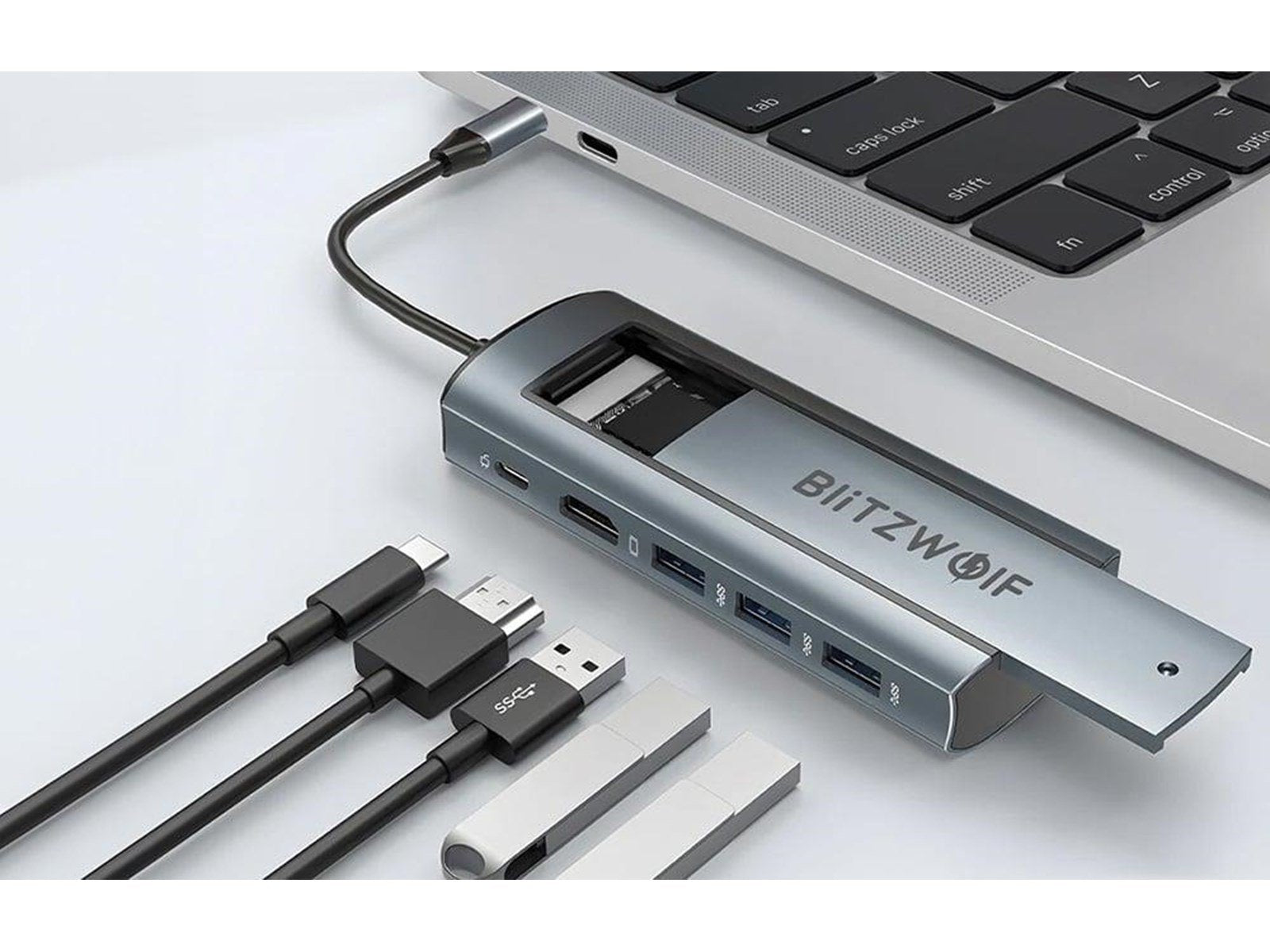 BlitzWolf USB hub 6in1 Silver USB-Hubs - 6 - Grau