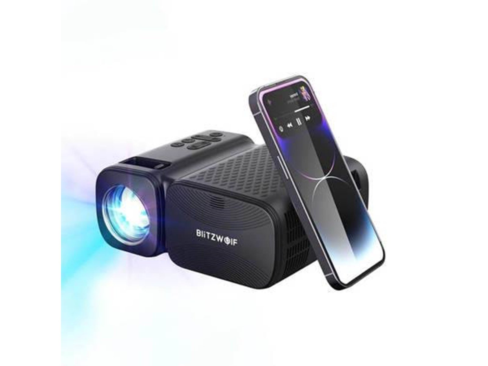 BlitzWolf Projektoren Mini LED beamer / projector Wi-Fi + Bluetooth (black) - 1280 x 720 - 250 ANSI lumens
