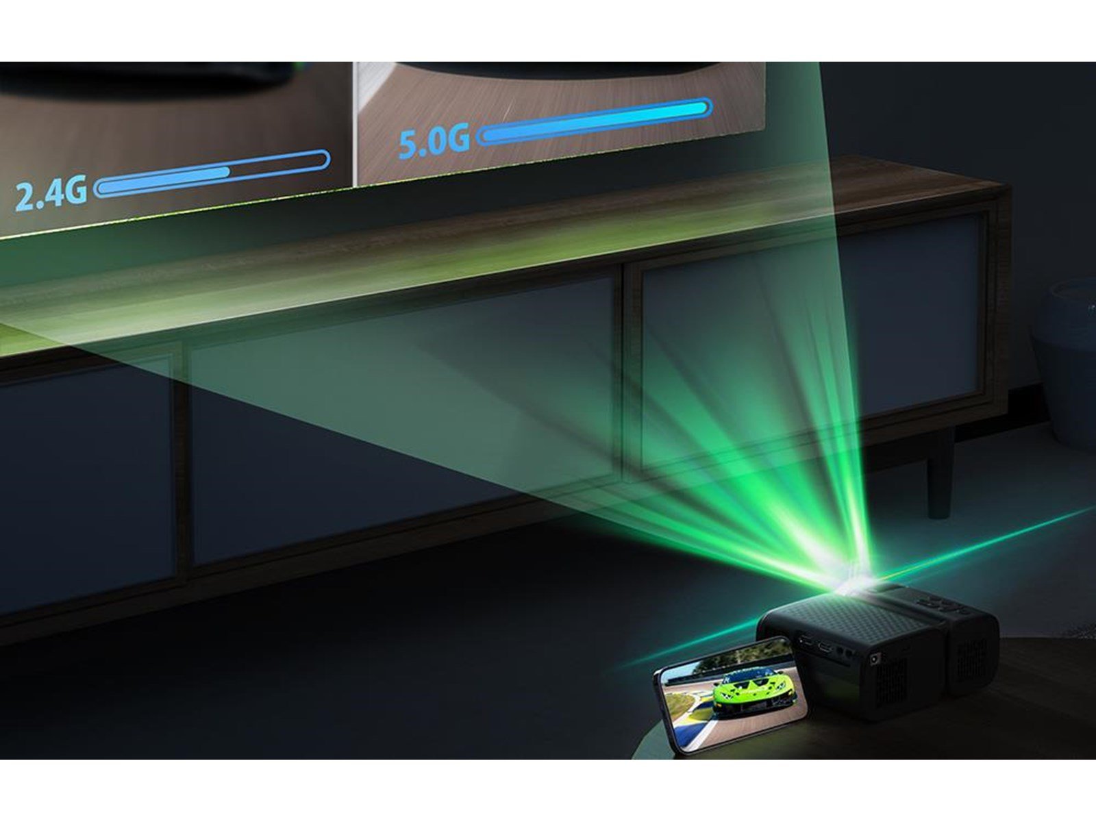 BlitzWolf Projektoren Mini LED beamer / projector Wi-Fi + Bluetooth (black) - 1280 x 720 - 250 ANSI lumens