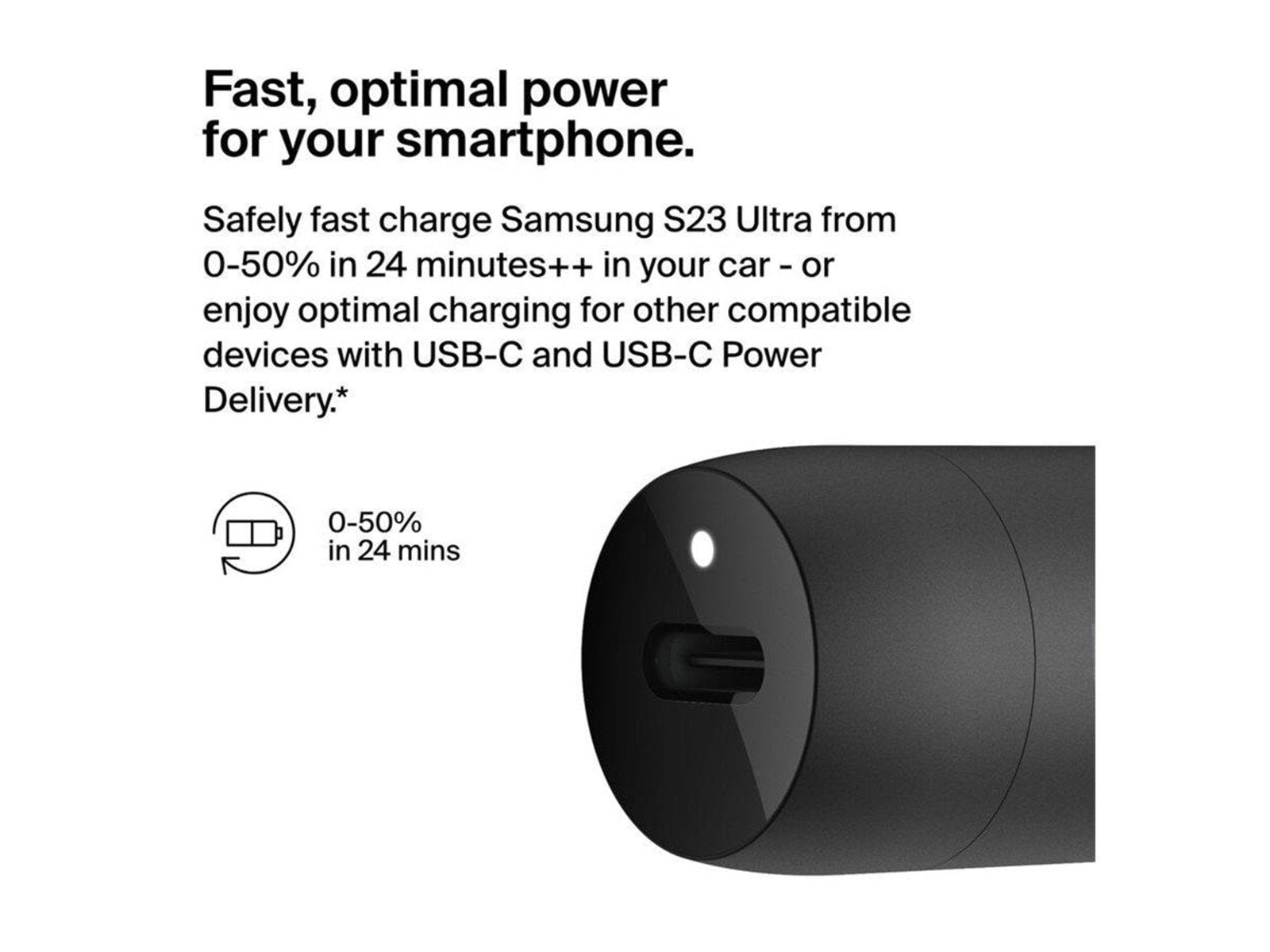 Belkin BoostCharge 30W USB-C Car Charger + USB-C to USB-C cable