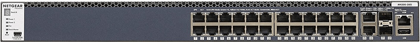 Netgear M4300-28G (GSM4328S) 24-Port Gigabit Stapelbarer Managed Switch mit 4 10G Ports