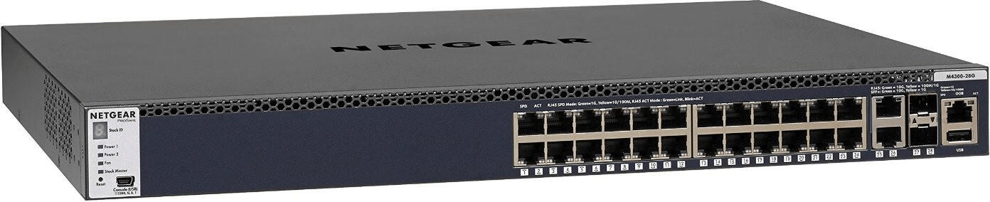 Netgear M4300-28G (GSM4328S) 24-Port Gigabit Stapelbarer Managed Switch mit 4 10G Ports