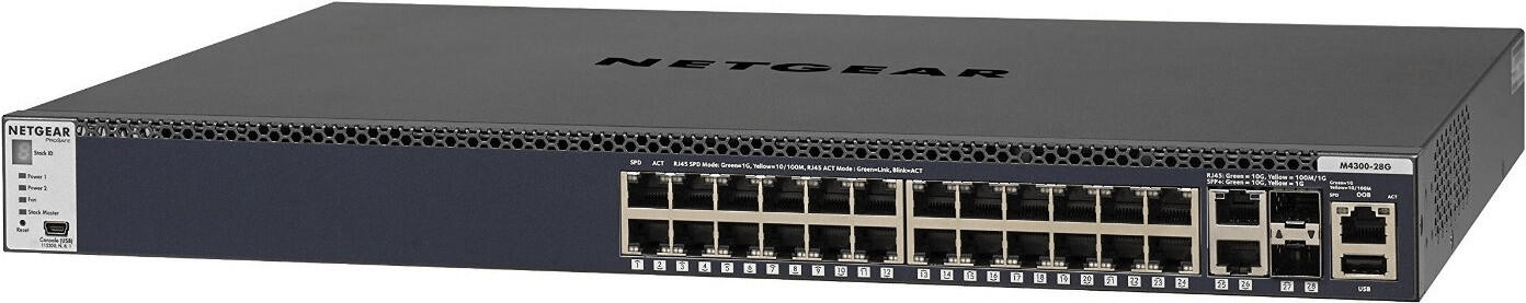 Netgear M4300-28G (GSM4328S) 24-Port Gigabit Stapelbarer Managed Switch mit 4 10G Ports