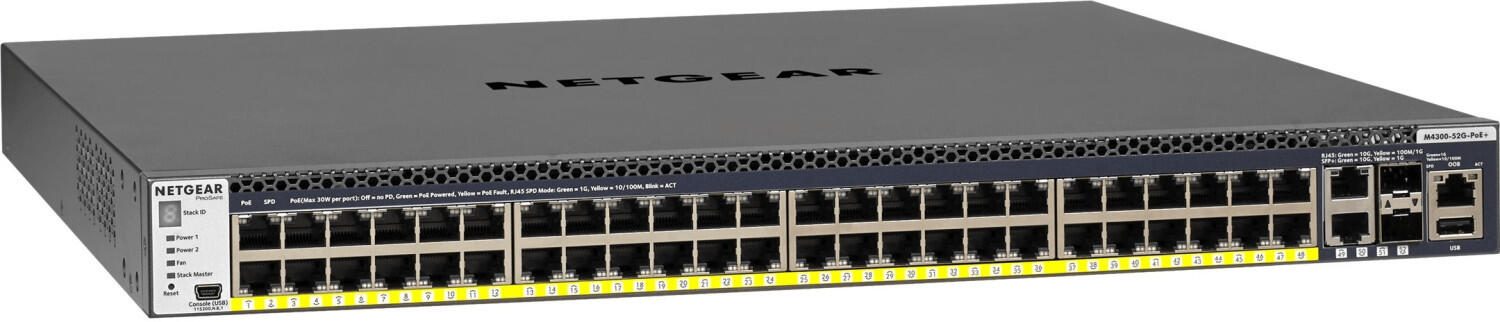 Netgear M4300-52G-PoE+ (GSM4352PA) 48-Port Gigabit PoE+ Stapelbarer Managed Switch mit 4 10G Ports (550W PSU)