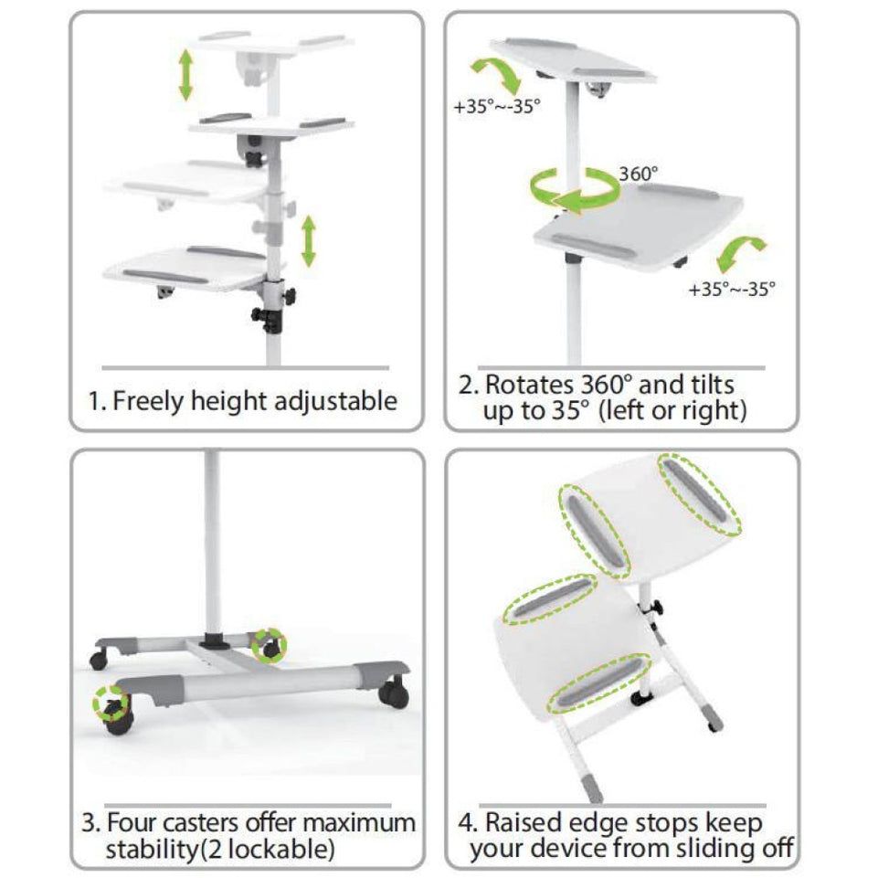 Techly Flexible Univ. Trolleys f. Notebook/Beamer,85-110cm,w