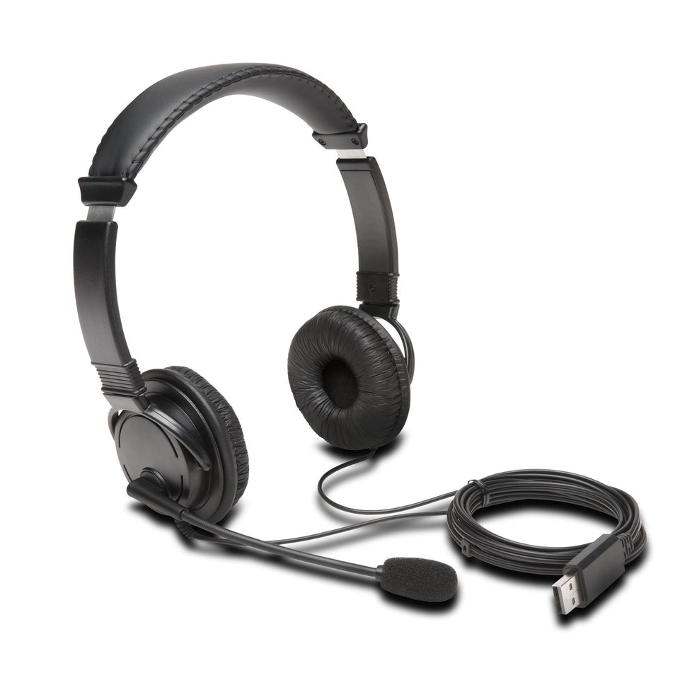 Kensington Headset Hi-Fi mit Mikrofon, USB-A  1.80m Kabel,sw