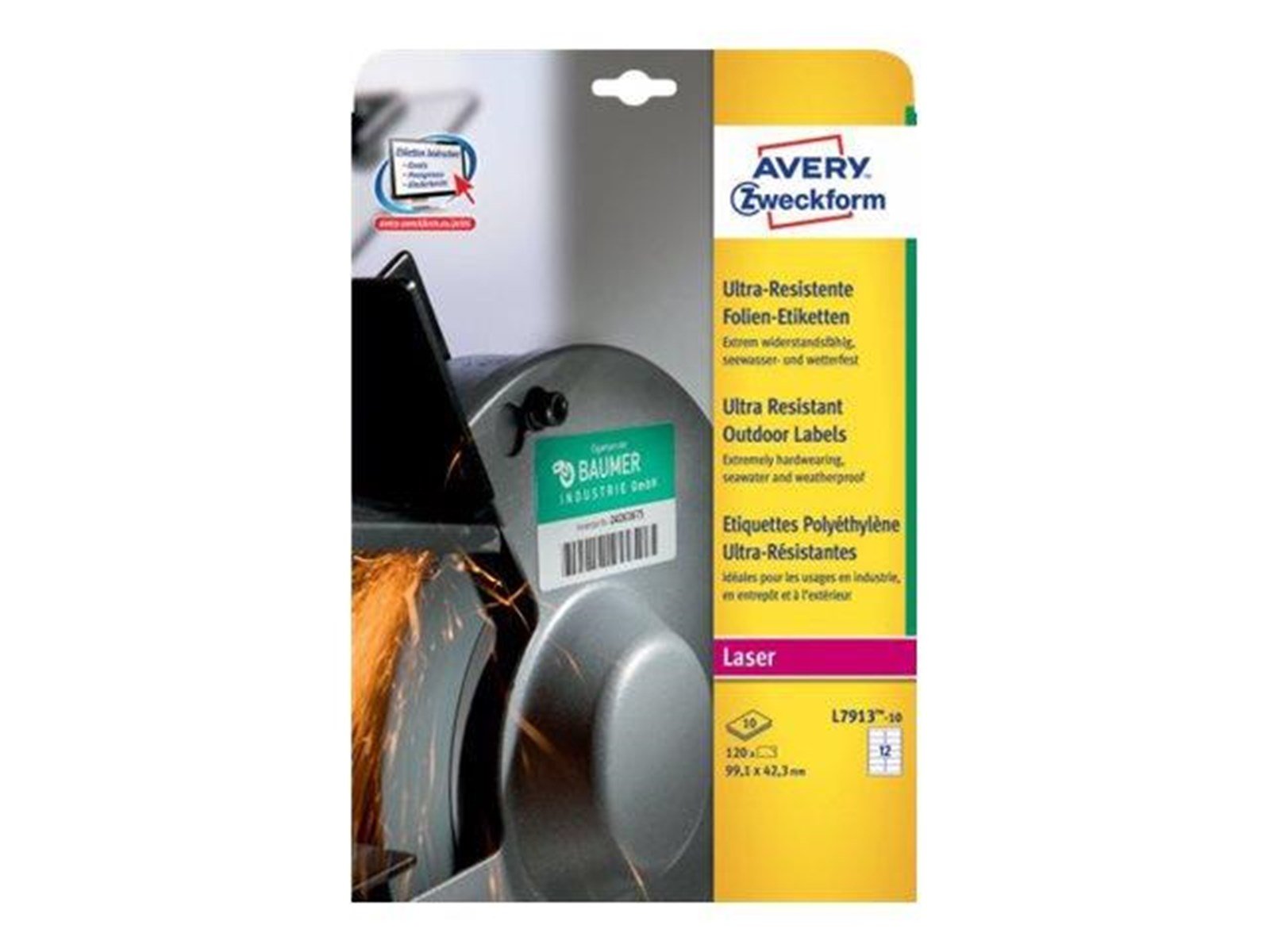 Avery Zweckform L7913-10 - labels - matte - 120 label(s) - 99.1 x 42.3 mm
