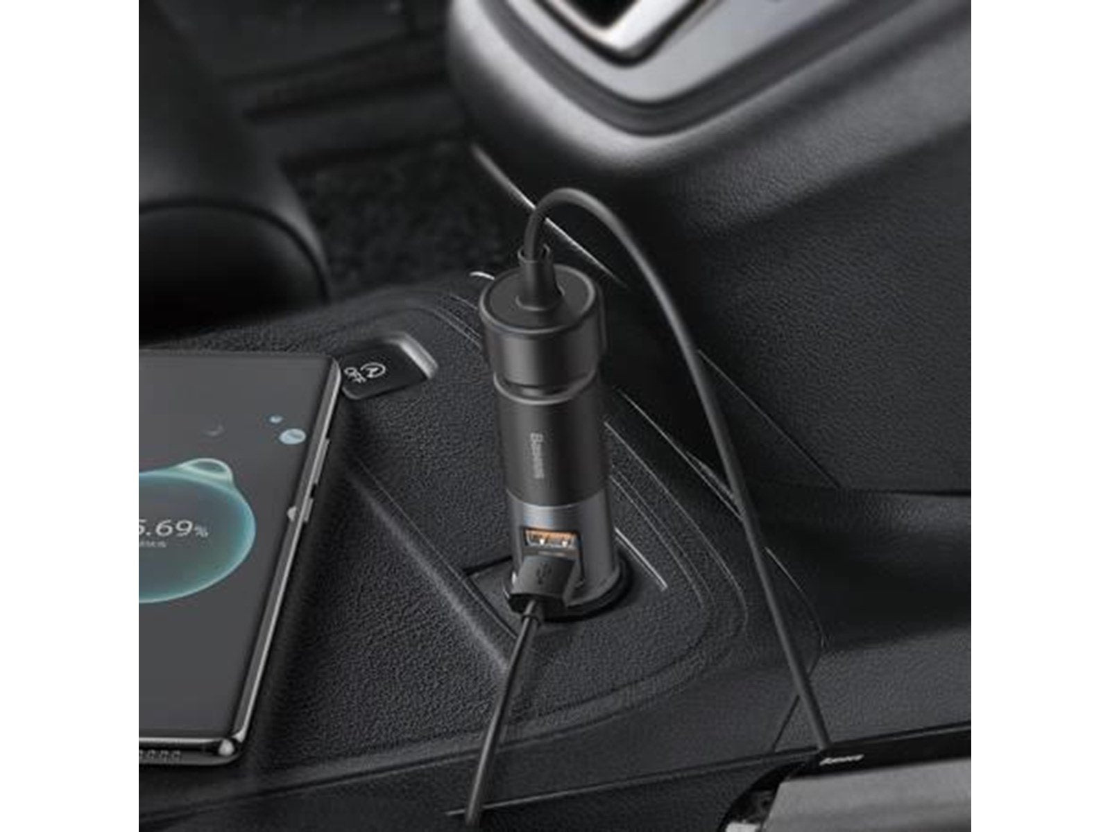 Baseus Share Together Fast Charge Car Charger with Cigarette Lighter Expansion Port 2x USB 120W (Gray)