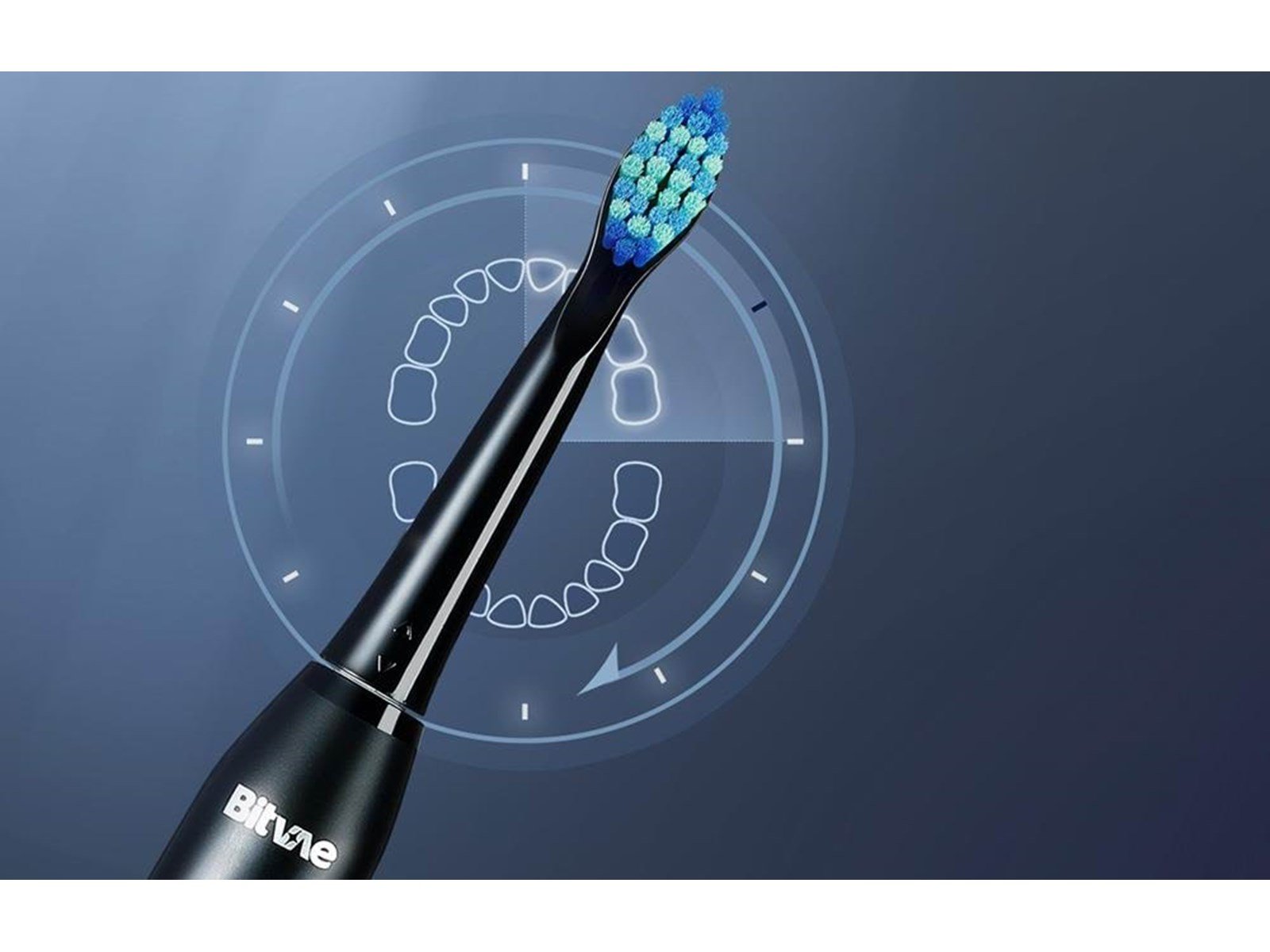 Bitvae Elektrische Zahnbürste Sonic toothbrush with tips set and travel case D2 (black)