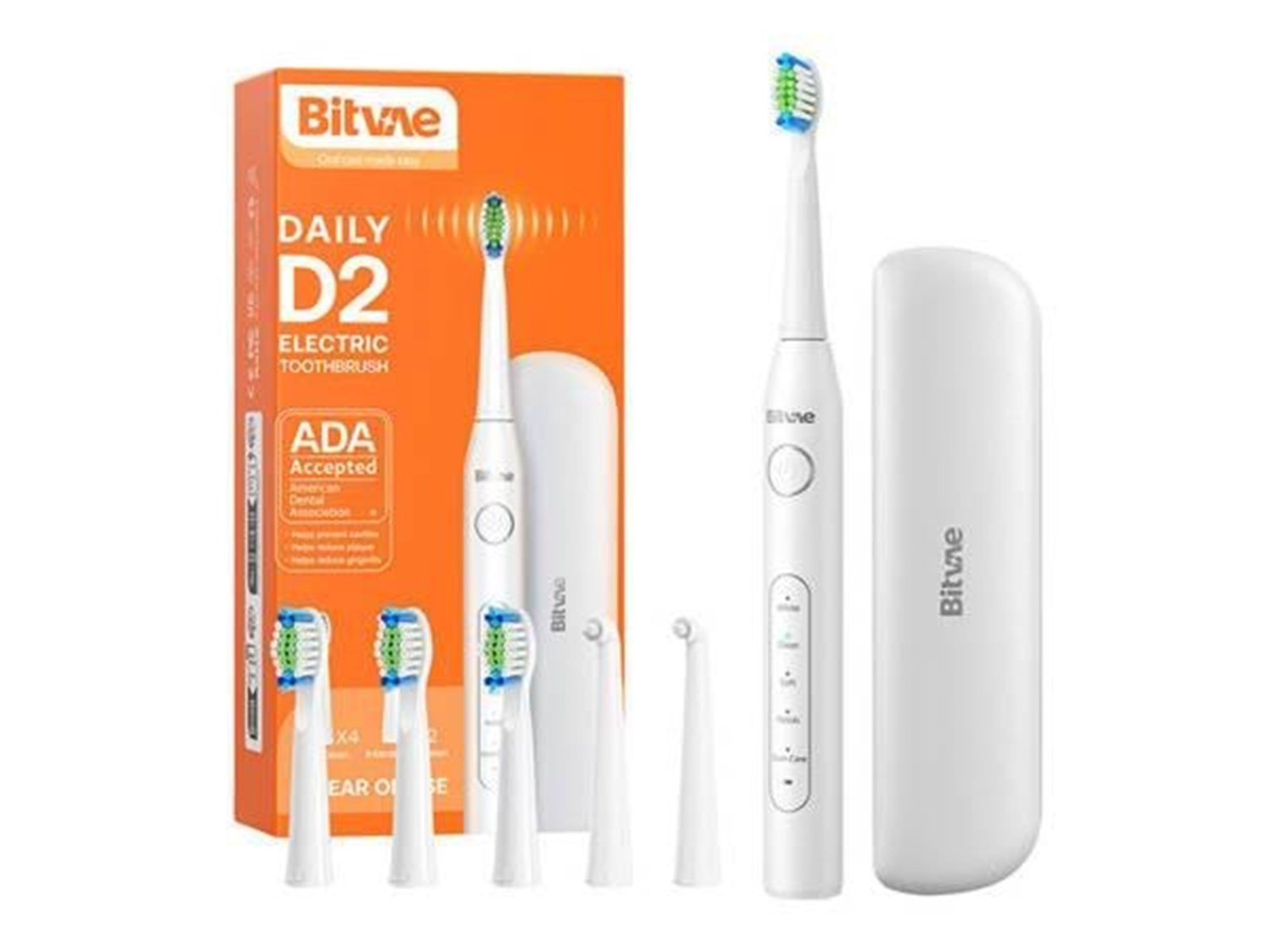 Bitvae Elektrische Zahnbürste Sonic toothbrush with tips set and travel case D2 (white)