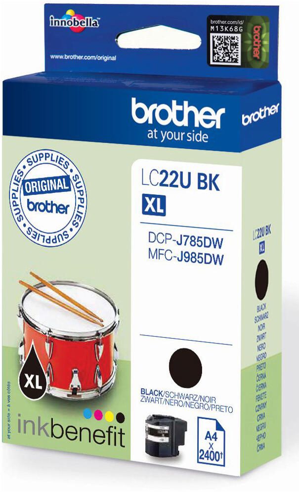 Brother Original LC-22UBK Druckerpatrone schwarz 2.400 Seiten (LC22UBK)
