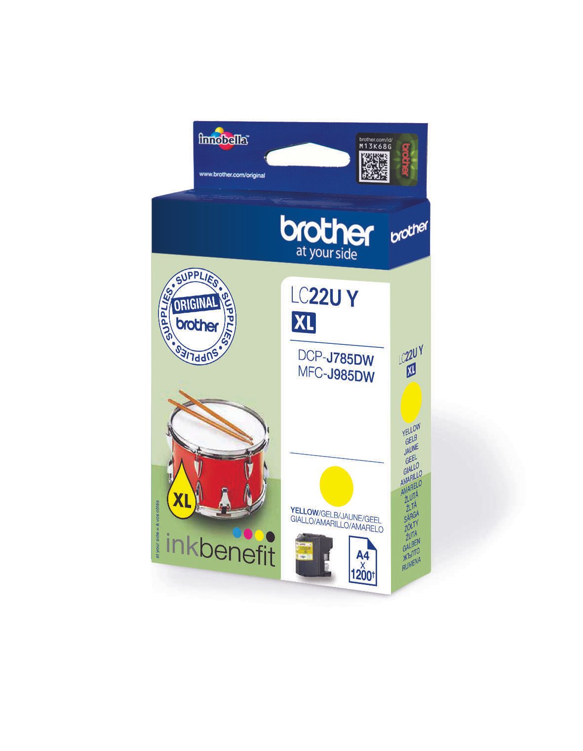 Brother Original LC-22UY Druckerpatrone gelb 1.200 Seiten (LC22UY)