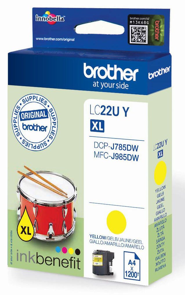Brother Original LC-22UY Druckerpatrone gelb 1.200 Seiten (LC22UY)
