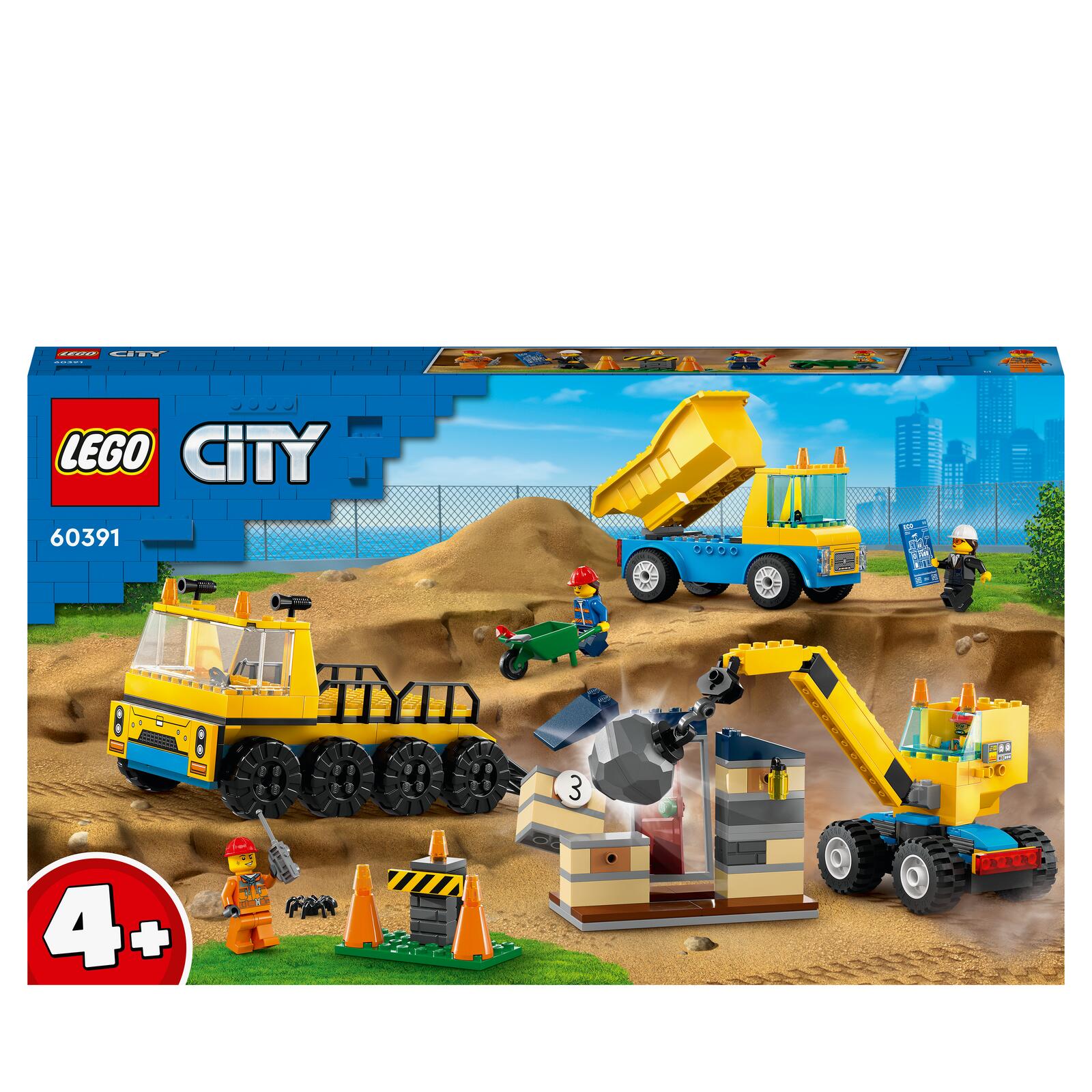 LEGO® City Baufahrzeuge mit Kran und Abrissbirne 60391