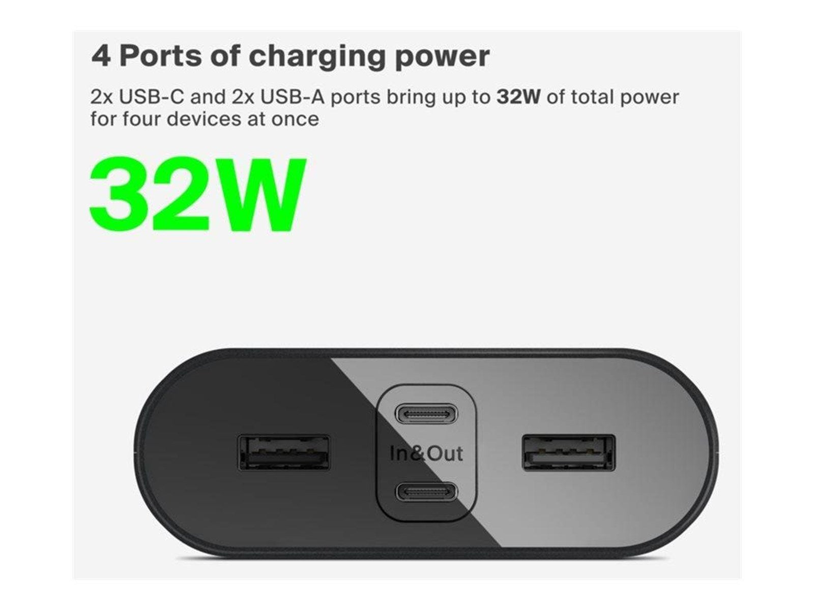 Belkin BoostCharge power bank - USB 24 pin USB-C - 32 Watt Powerbank (Akku) - schwarz - 26000 mAh