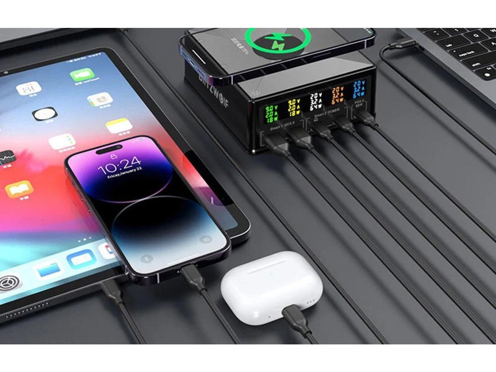 BlitzWolf Charger 868H 2xUSB-A 3xUSB type-C 160W (black) USB-Hubs - 5 - Schwarz