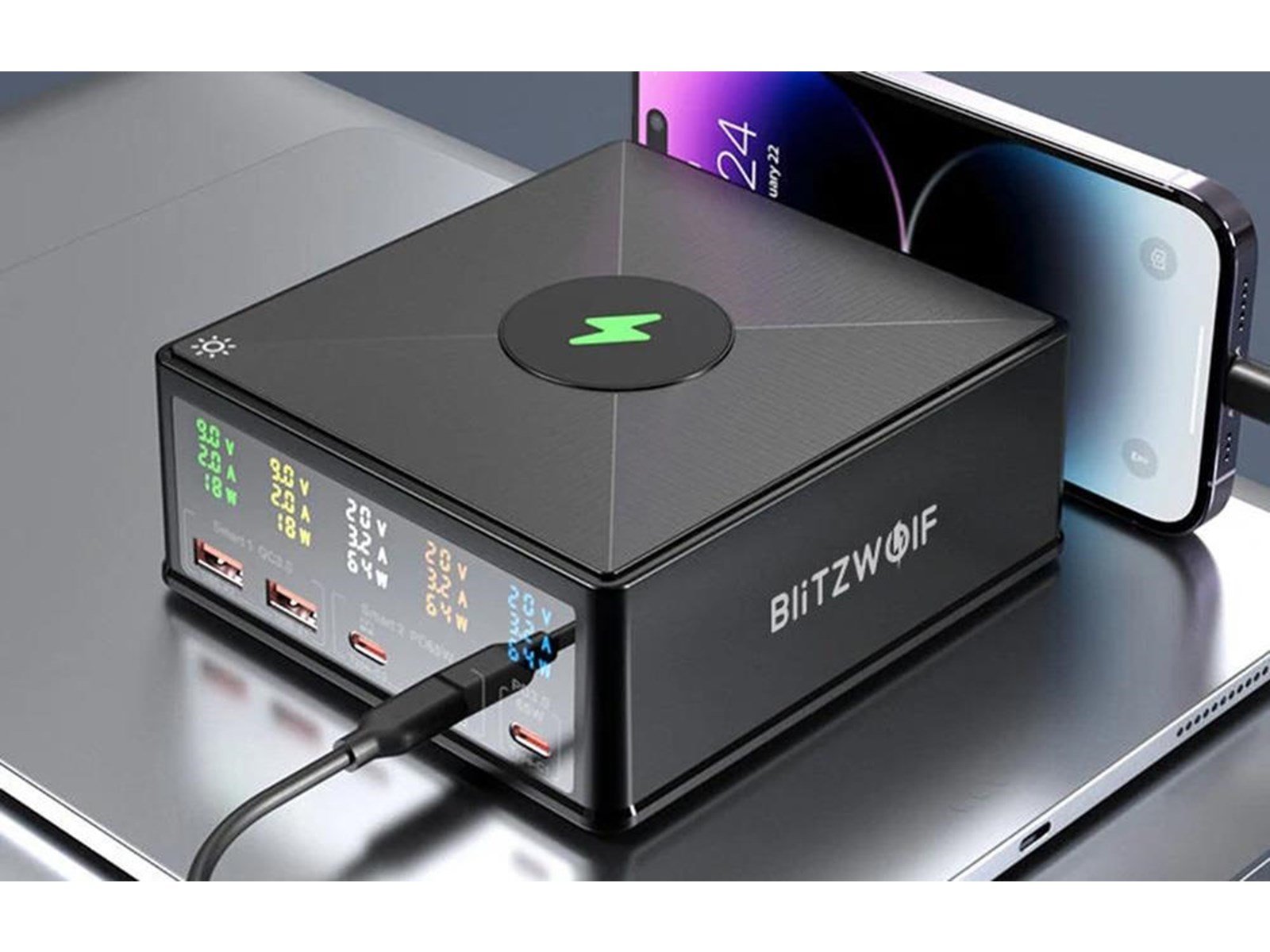 BlitzWolf Charger 868H 2xUSB-A 3xUSB type-C 160W (black) USB-Hubs - 5 - Schwarz