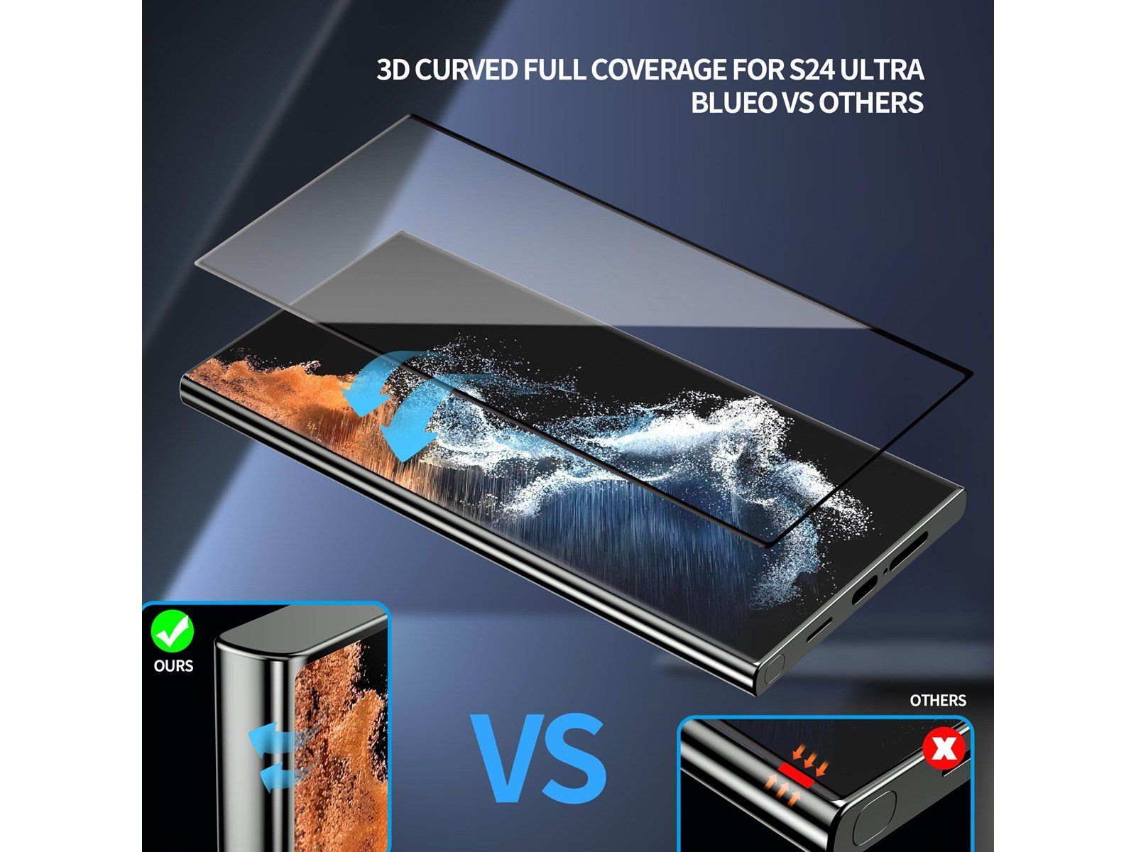 Blueo Full AB Glue 3D Curved Glass - S24 Ultra