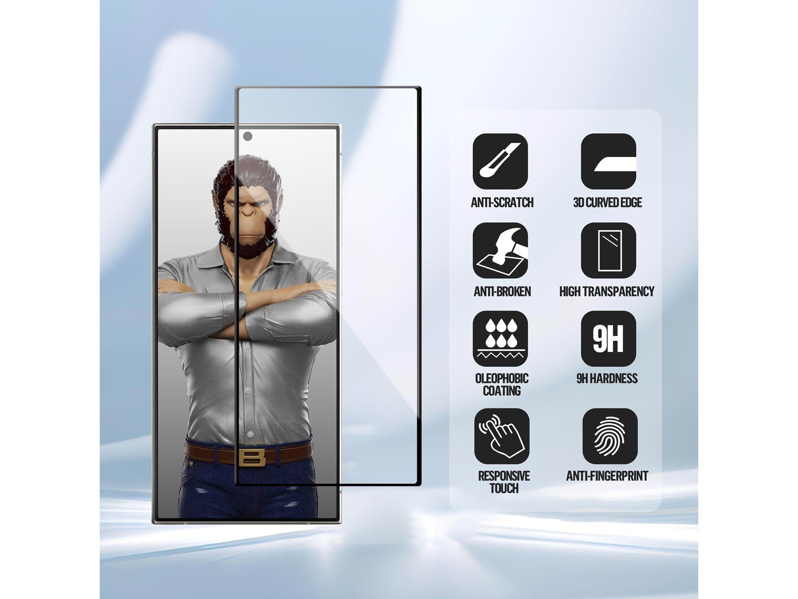 Blueo Full AB Glue 3D Curved Glass - S24 Ultra