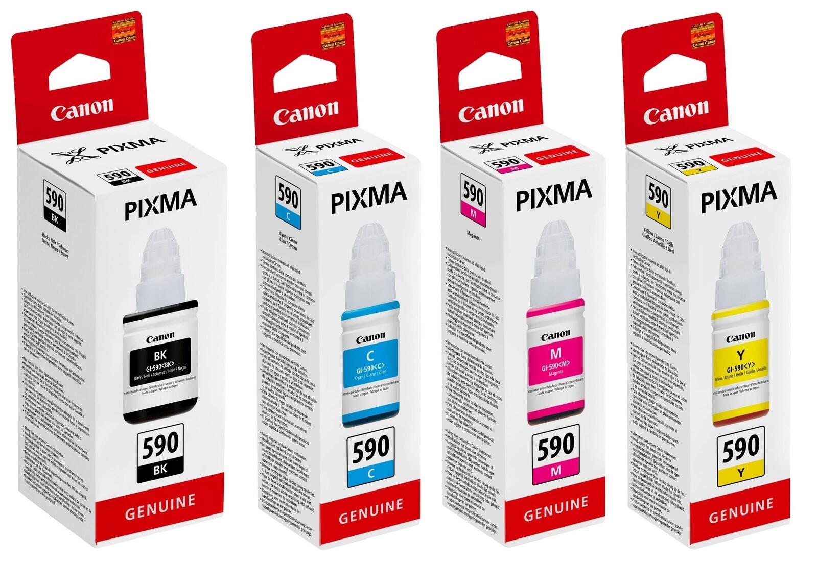 Canon Original GI-590 BK/C/M/Y Nachfülltinte 4er-Multipack - schwarz 6.000 Seiten, cyan, magenta, gelb je 7.000 Seiten