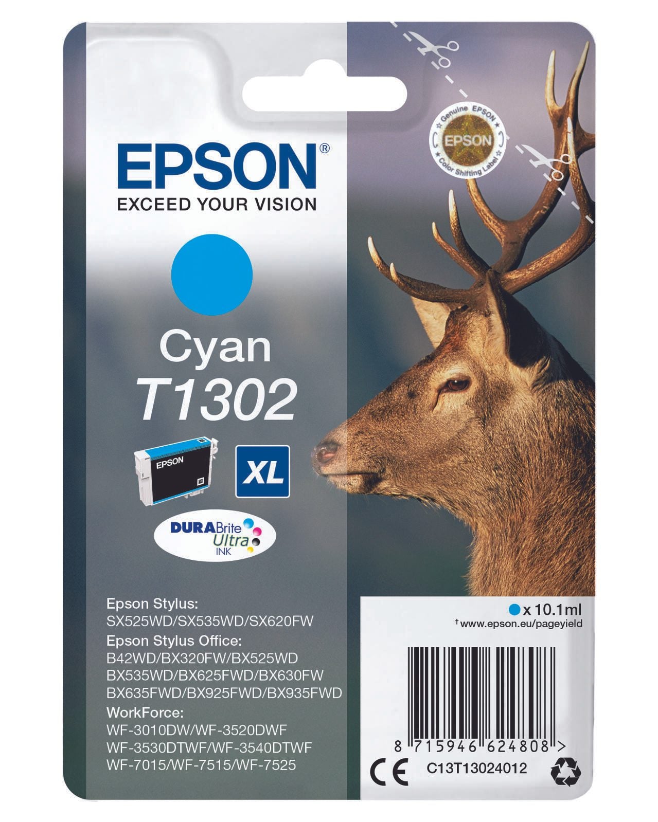 Epson Original T1302 Hirsch Druckerpatrone cyan 765 Seiten 10,1 ml (C13T13024012)