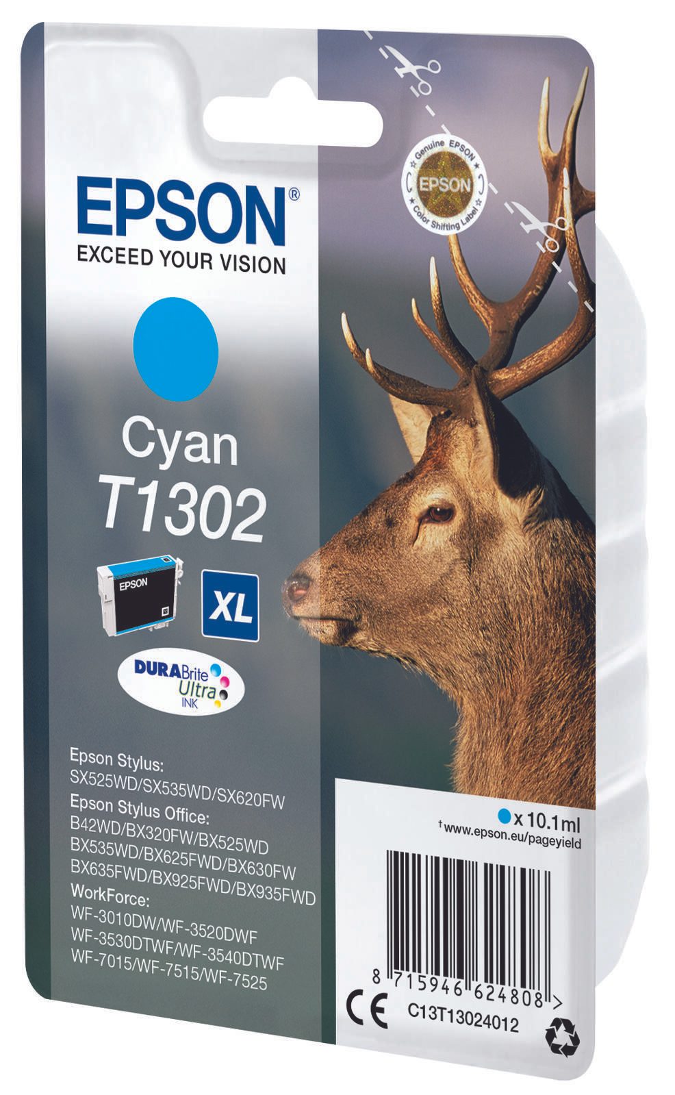 Epson Original T1302 Hirsch Druckerpatrone cyan 765 Seiten 10,1 ml (C13T13024012)