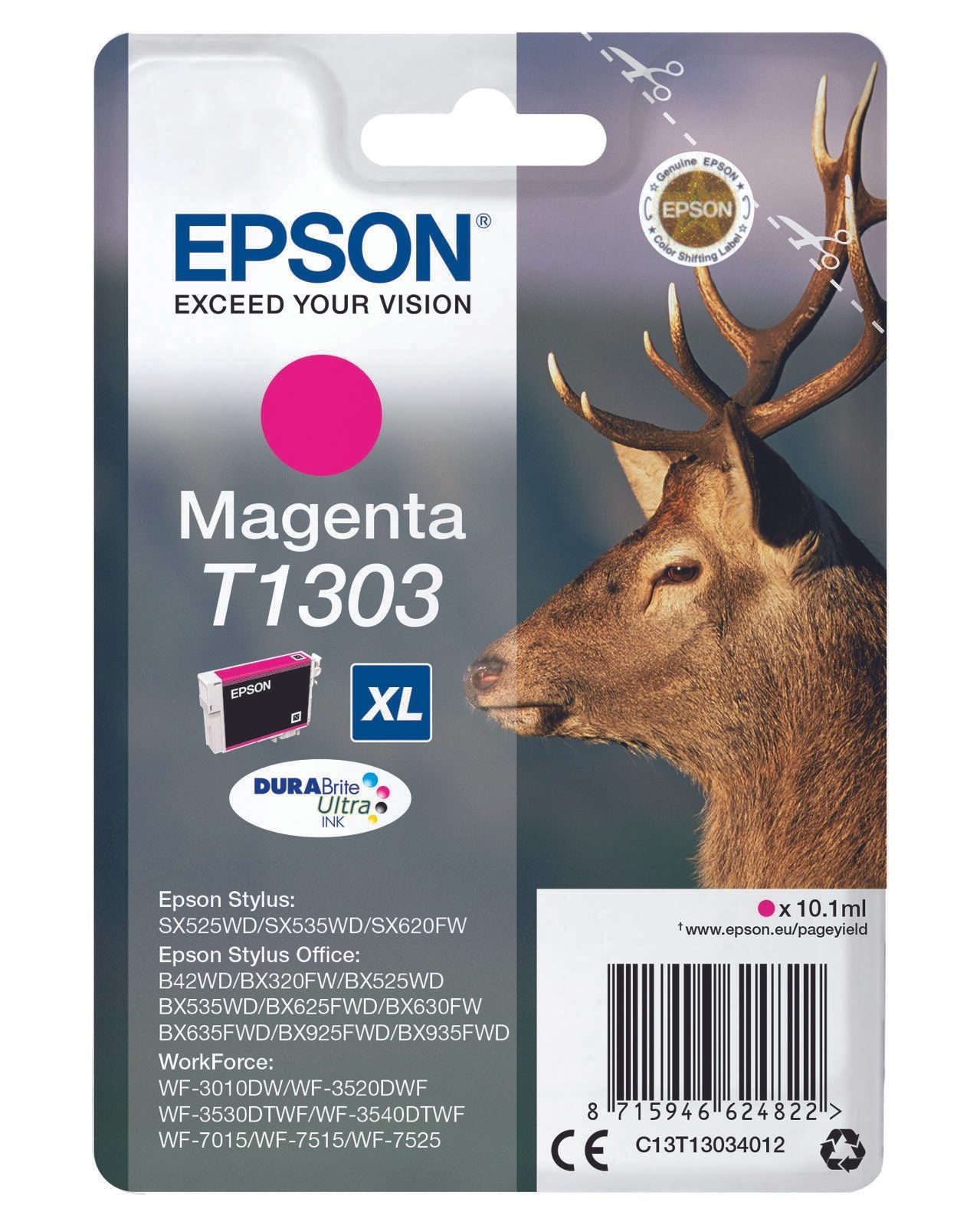 Epson Original T1303 Hirsch Druckerpatrone magenta 600 Seiten 10,1 ml (C13T13034012)