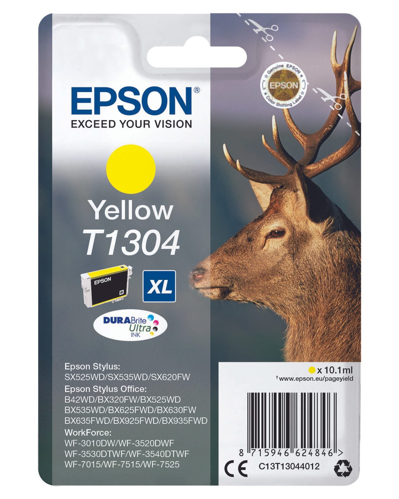 Epson Original T1304 Hirsch Druckerpatrone gelb 1005 Seiten 10,1ml (C13T13044012)