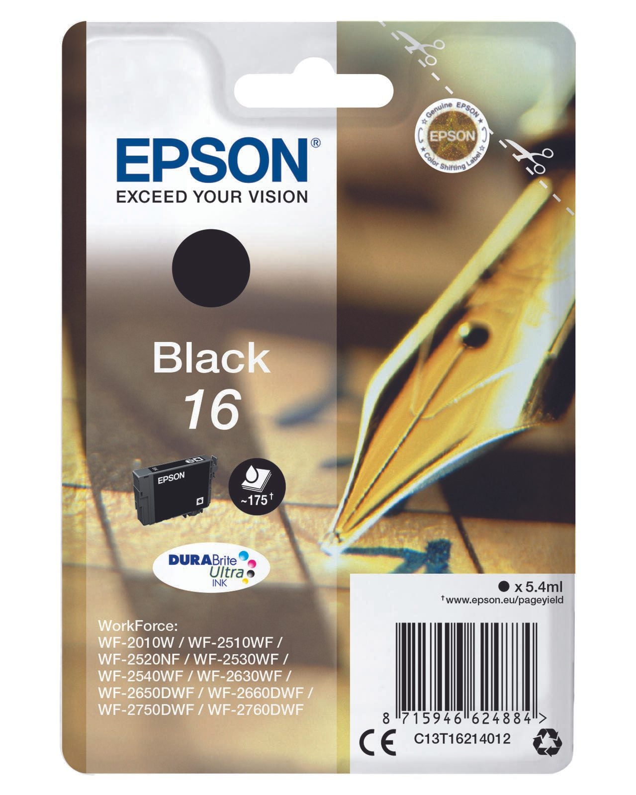 Epson Original 16 Füller Druckerpatrone - schwarz (C13T16214012)