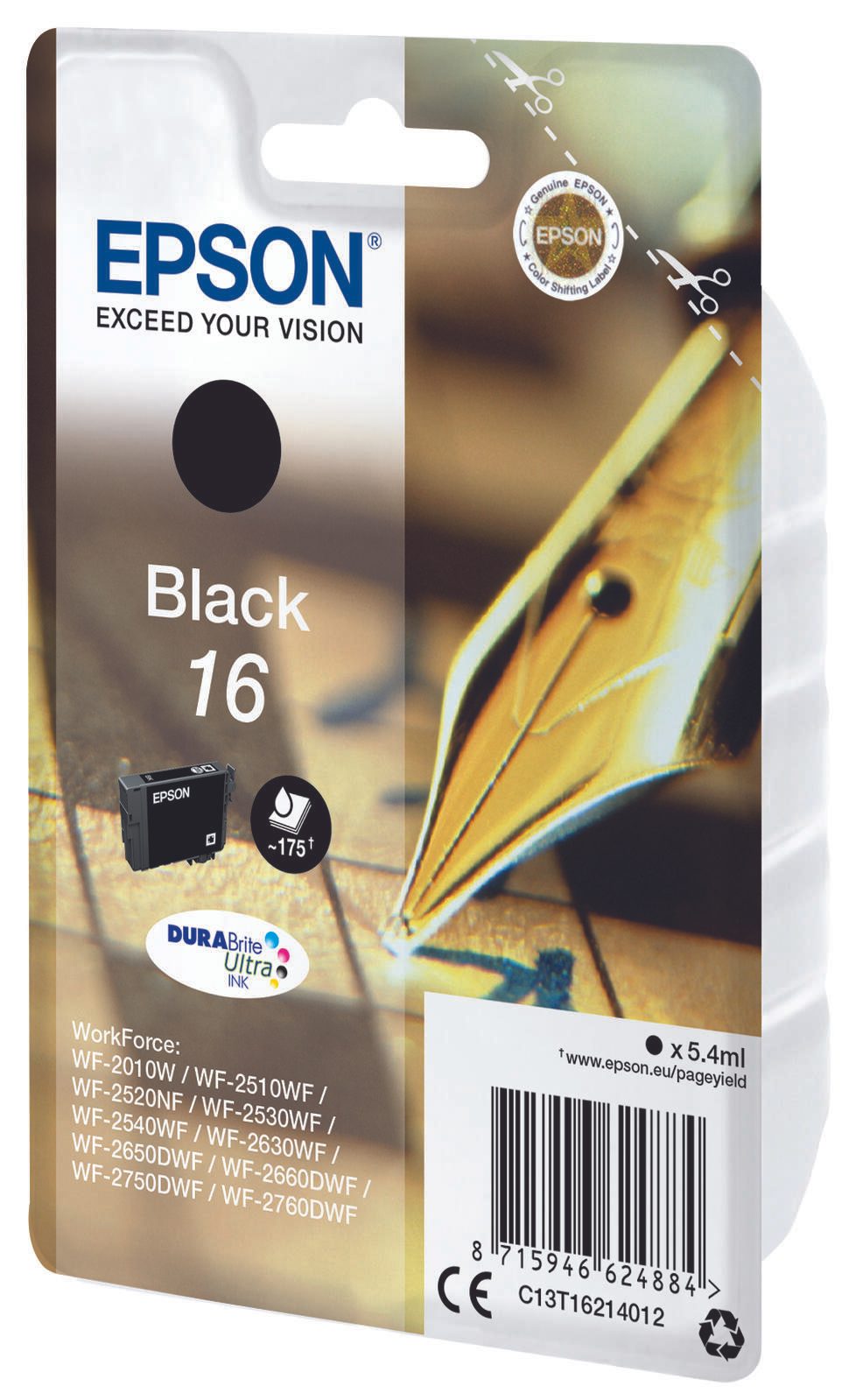 Epson Original 16 Füller Druckerpatrone - schwarz (C13T16214012)