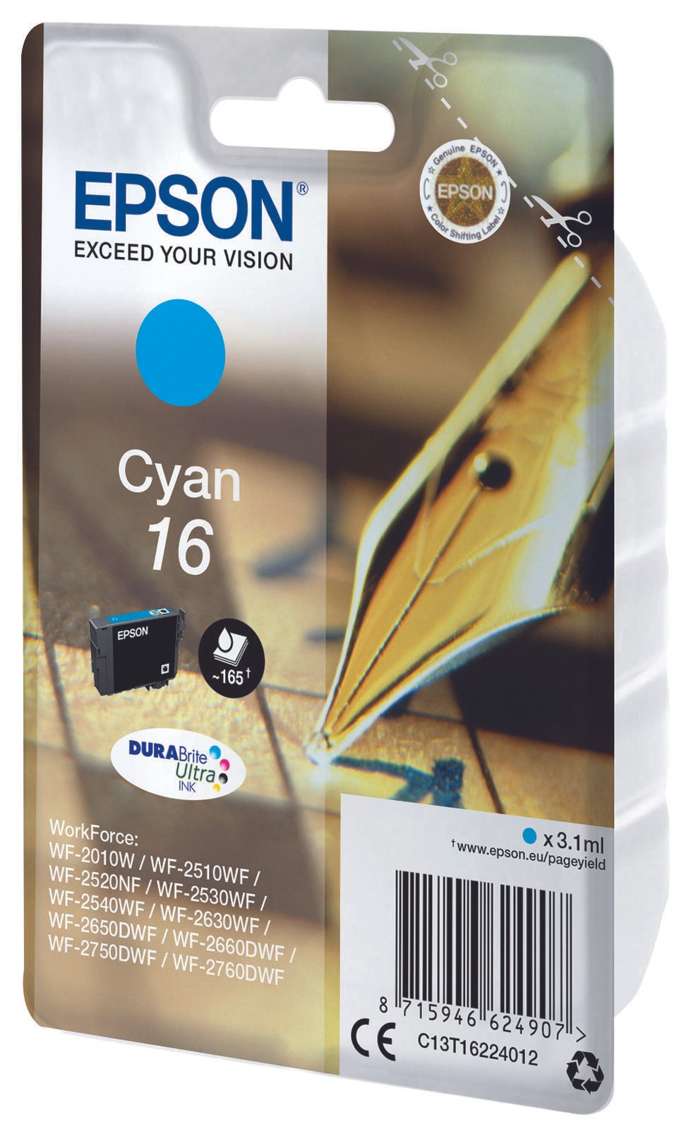 Epson Original 16 Füller Druckerpatrone - cyan (C13T16224012)