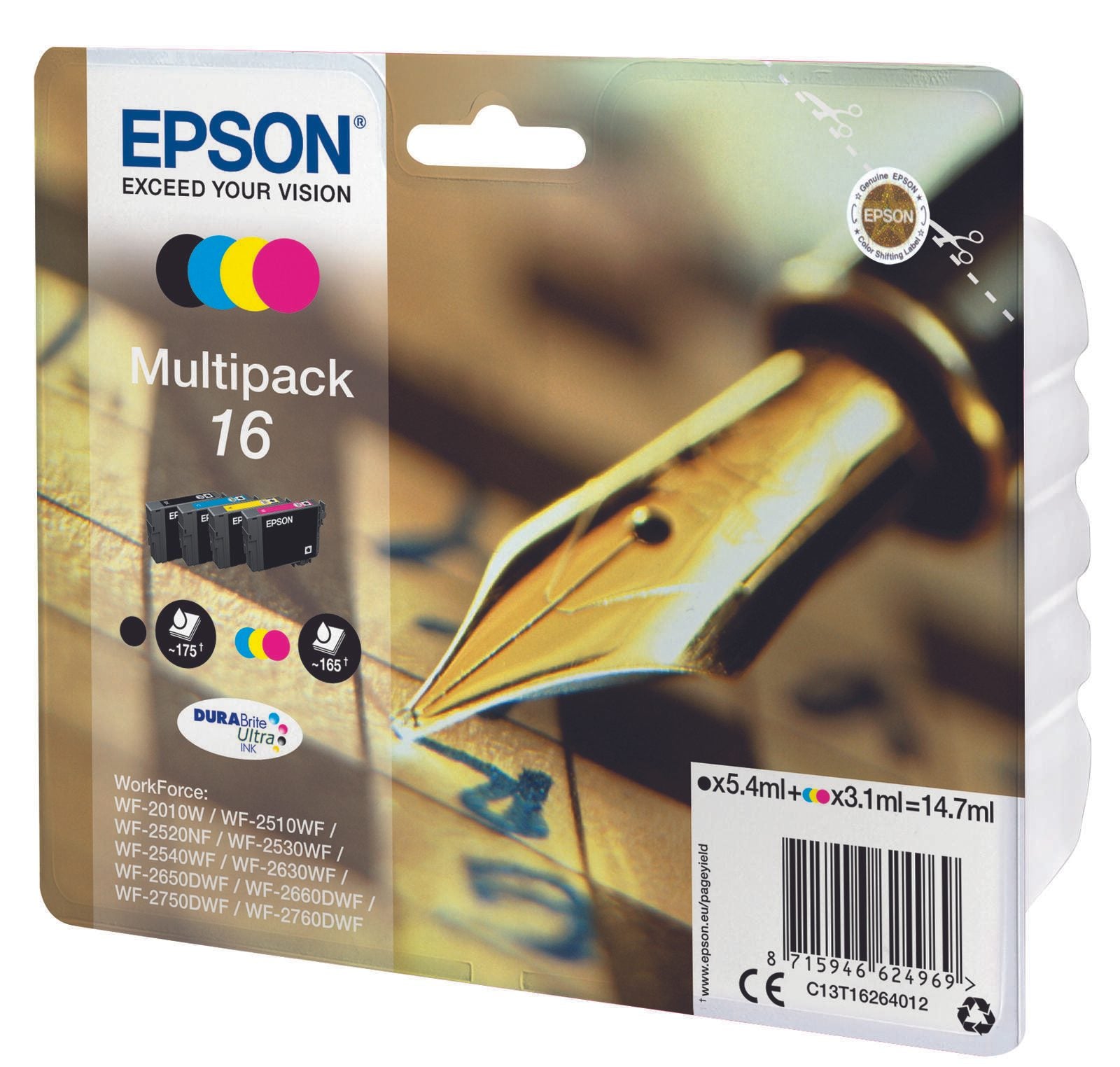 Epson Original 16 Füller Druckerpatronen - 4er Multipack (C13T16264012)