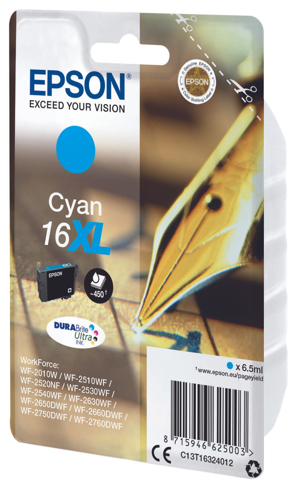 Epson Original 16XL Füller Druckerpatrone - cyan (C13T16324012)