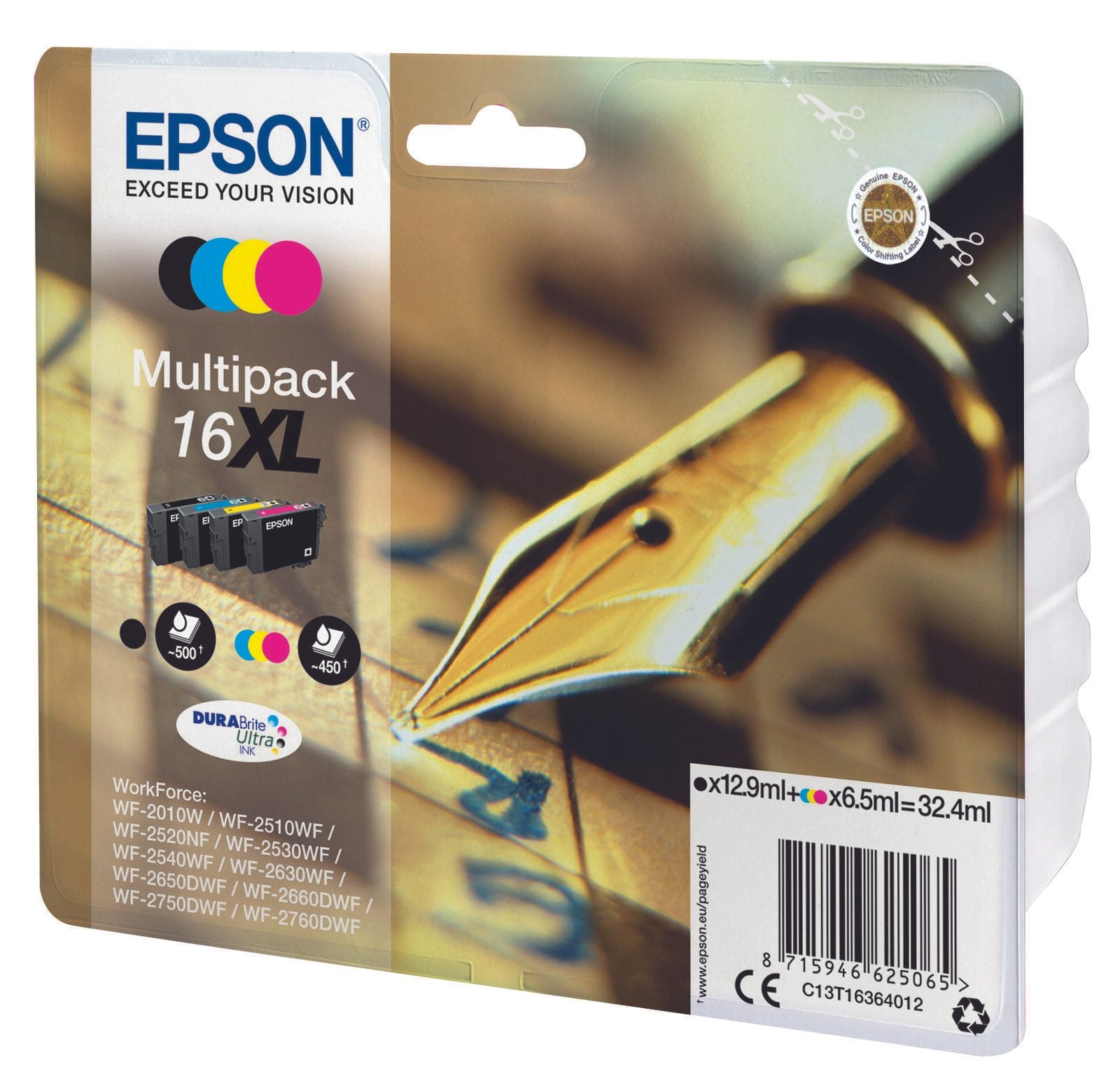 Epson Original 16XL Füller Druckerpatronen - 4er Multipack (C13T16364012)