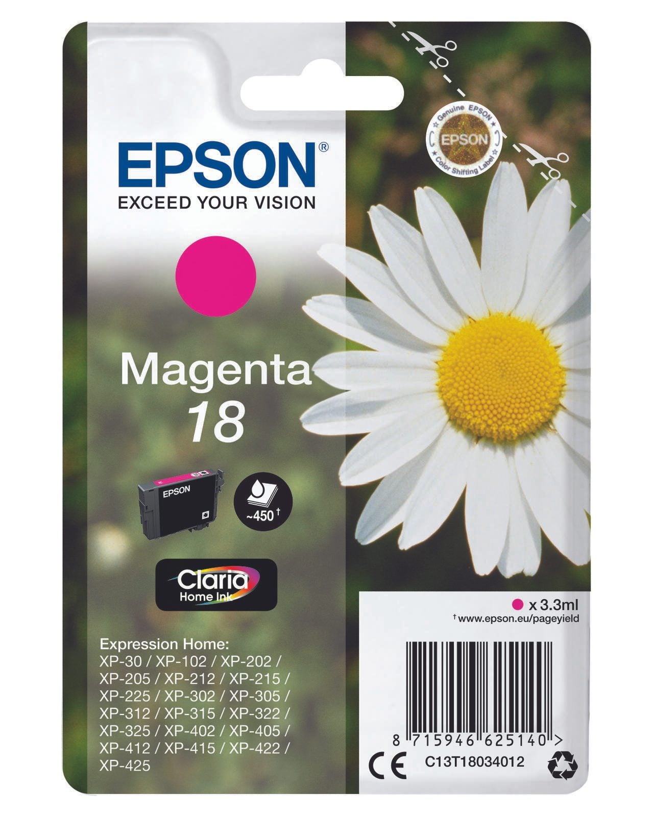 Epson Original 18 Gänseblümchen Druckerpatrone - magenta (C13T18034012)