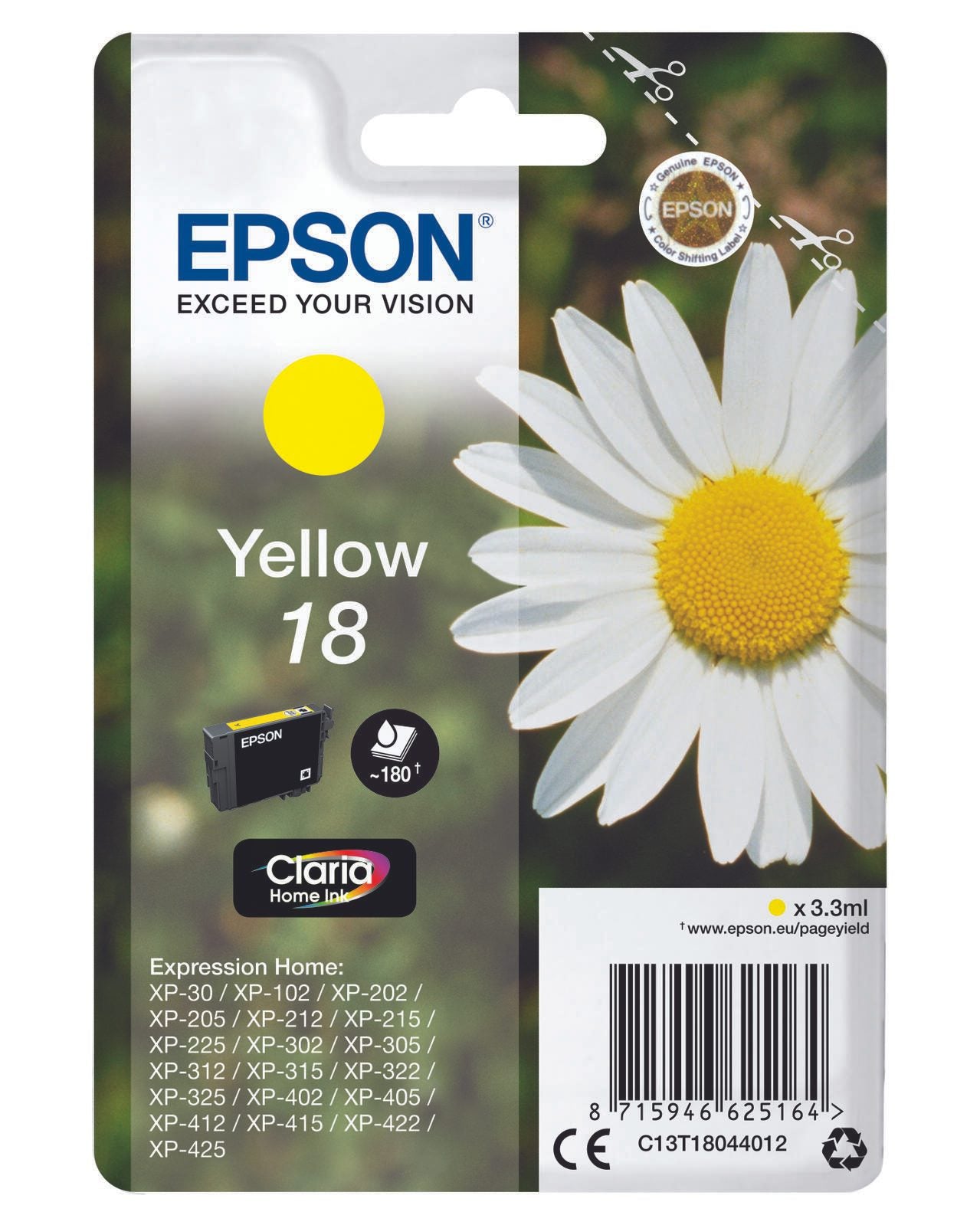 Epson Original 18 Gänseblümchen Druckerpatrone - gelb (C13T18044012)