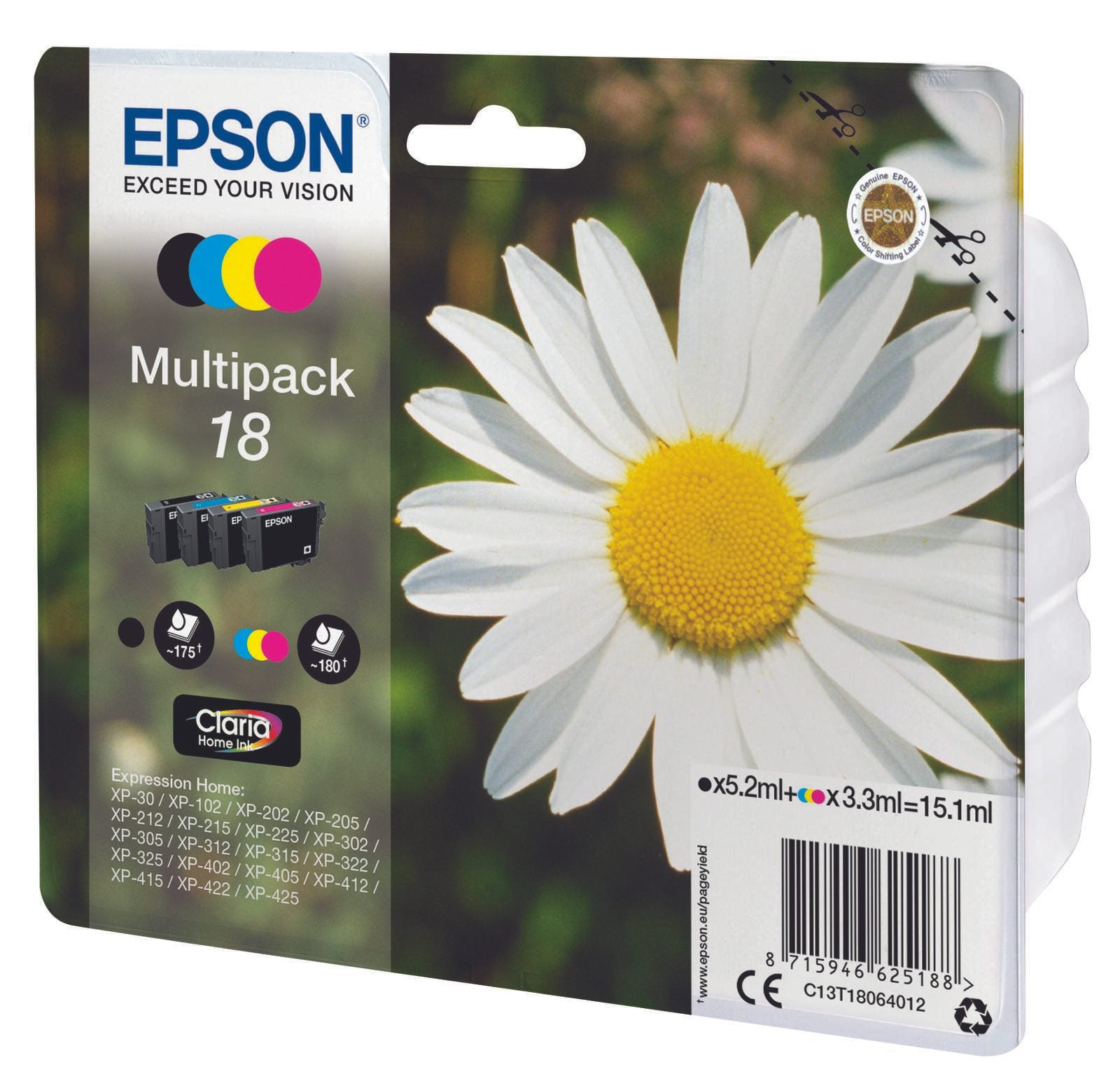 Epson Original 18 Gänseblümchen Druckerpatronen - 4er Multipack (C13T18064012)