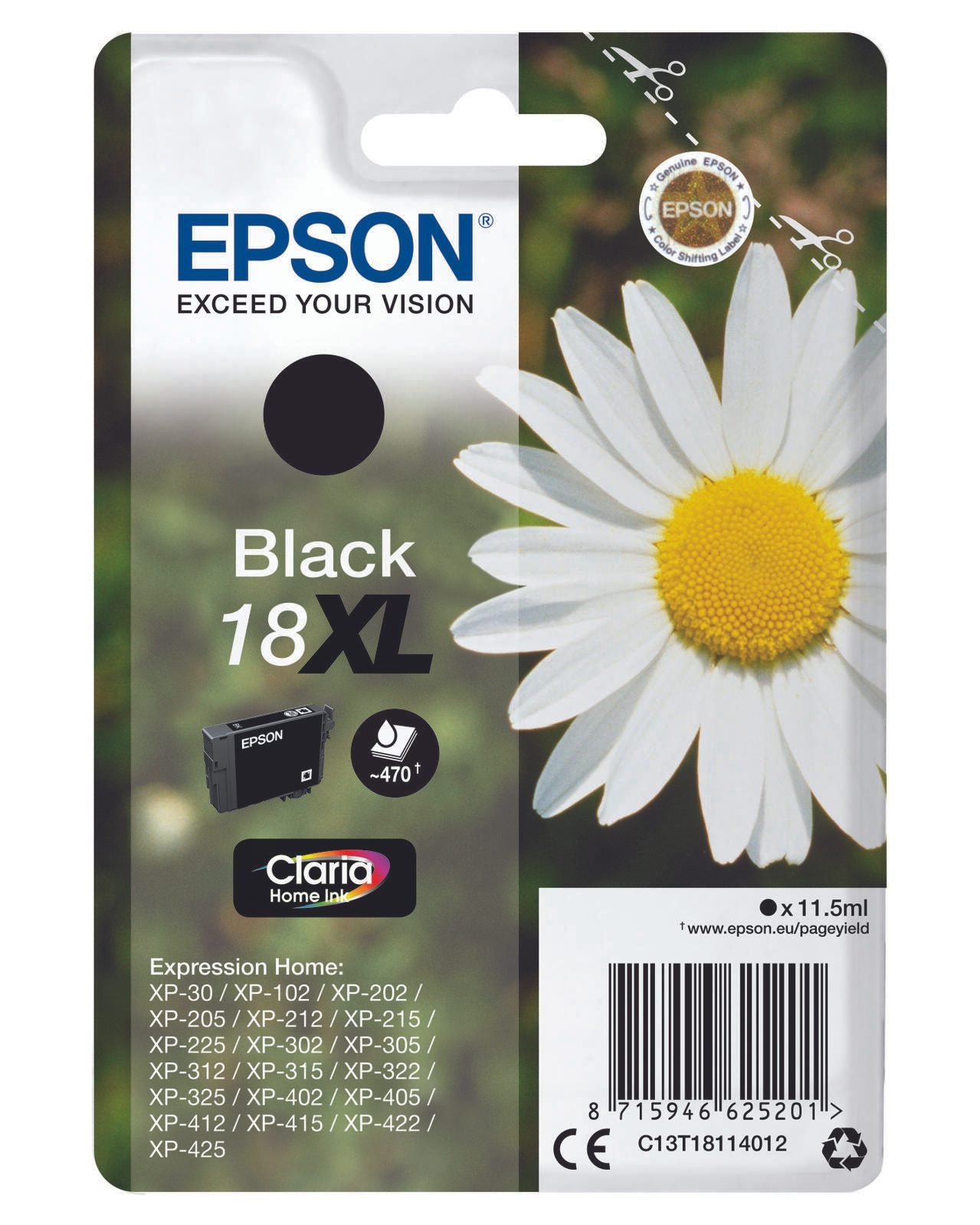 Epson Original 18XL Gänseblümchen Druckerpatrone - schwarz (C13T18114012)