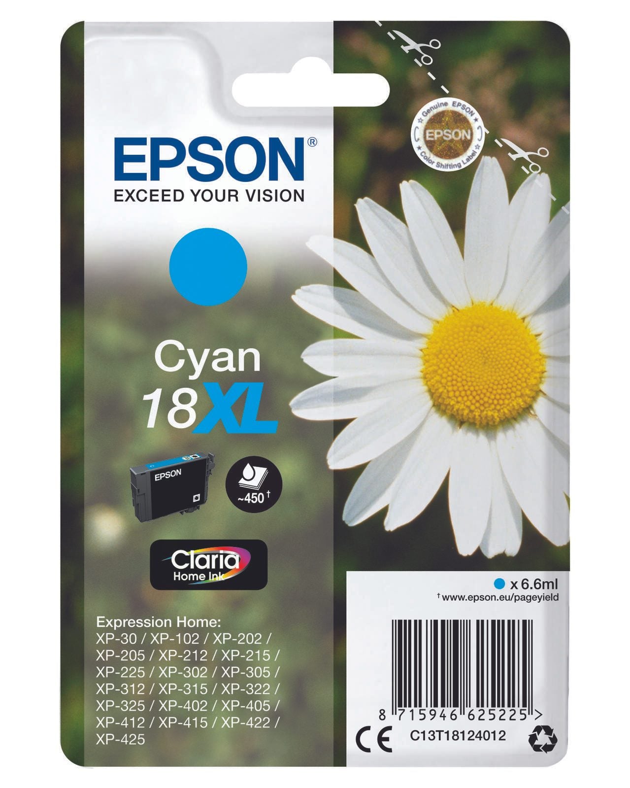 Epson Original 18XL Gänseblümchen Druckerpatrone - cyan (C13T18124012)