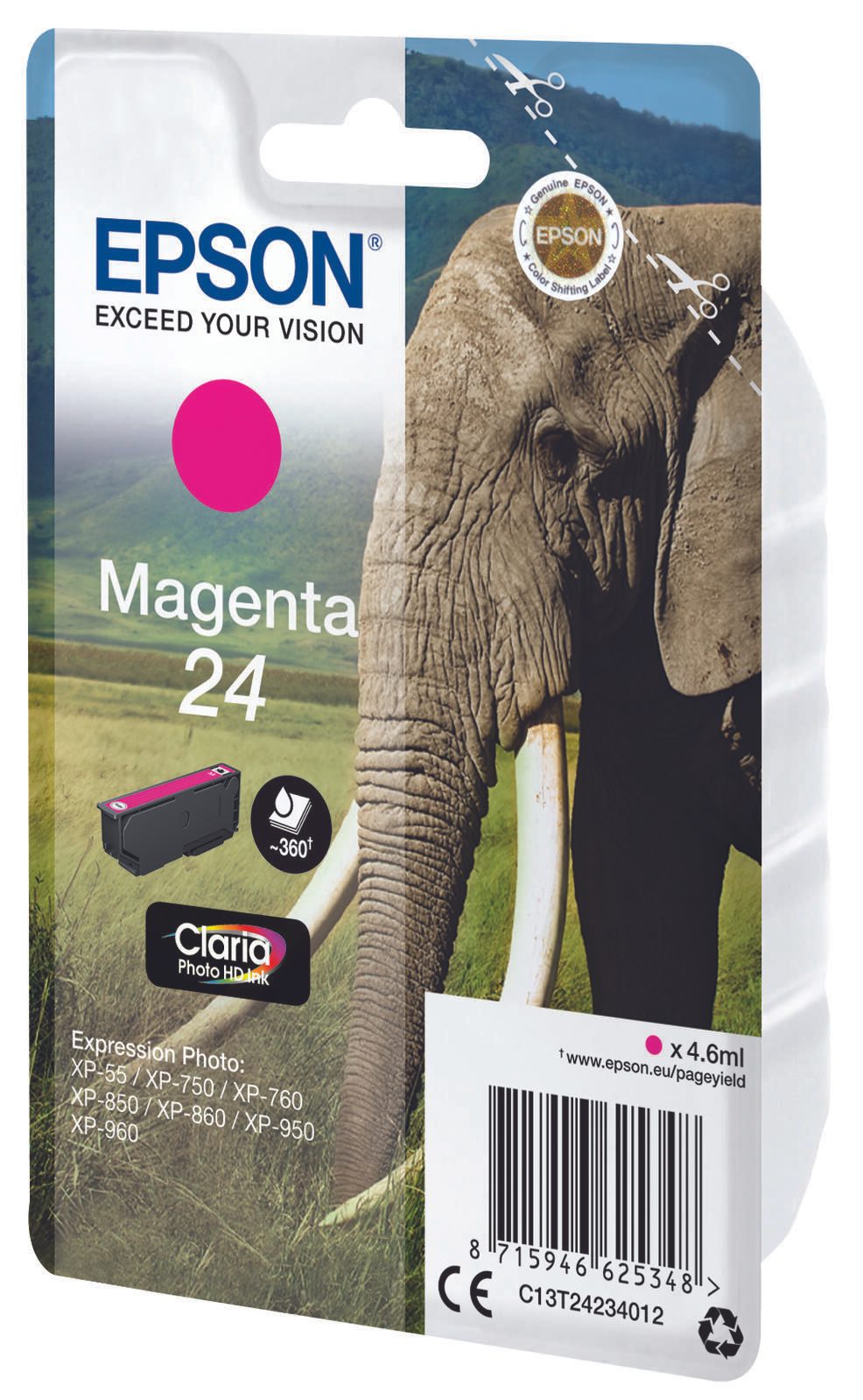 Epson Original 24 Elefant Druckerpatrone magenta 360 Seiten 4,6ml (C13T24234012)