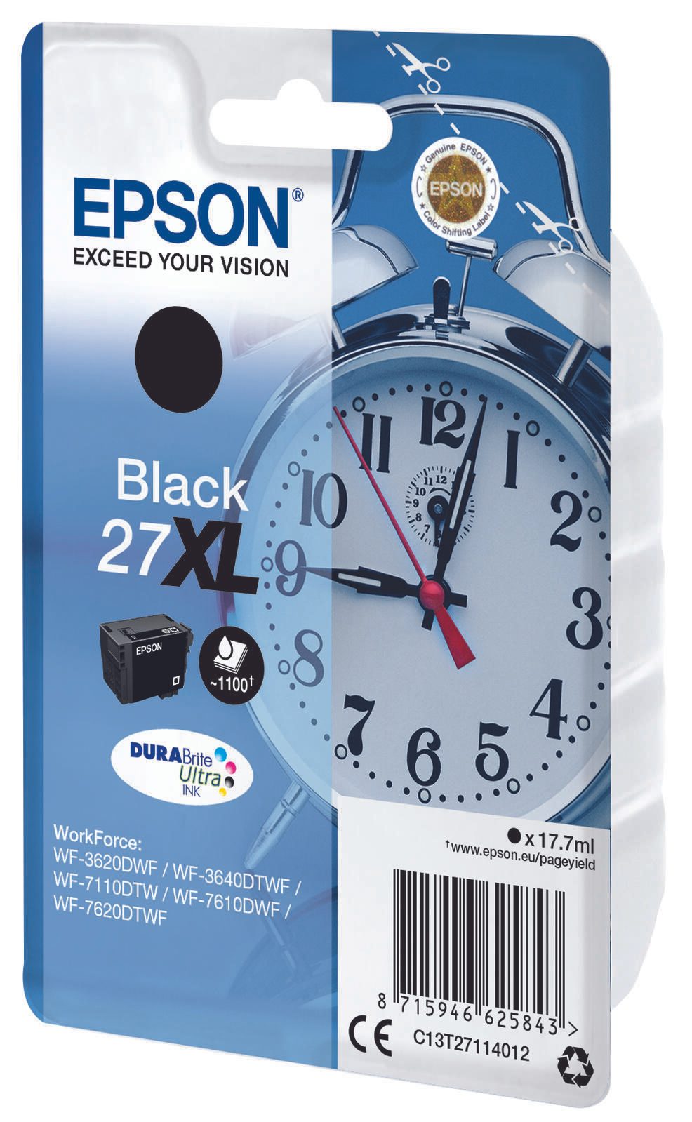 Epson Original 27XL Wecker Druckerpatrone - schwarz (C13T27114012)