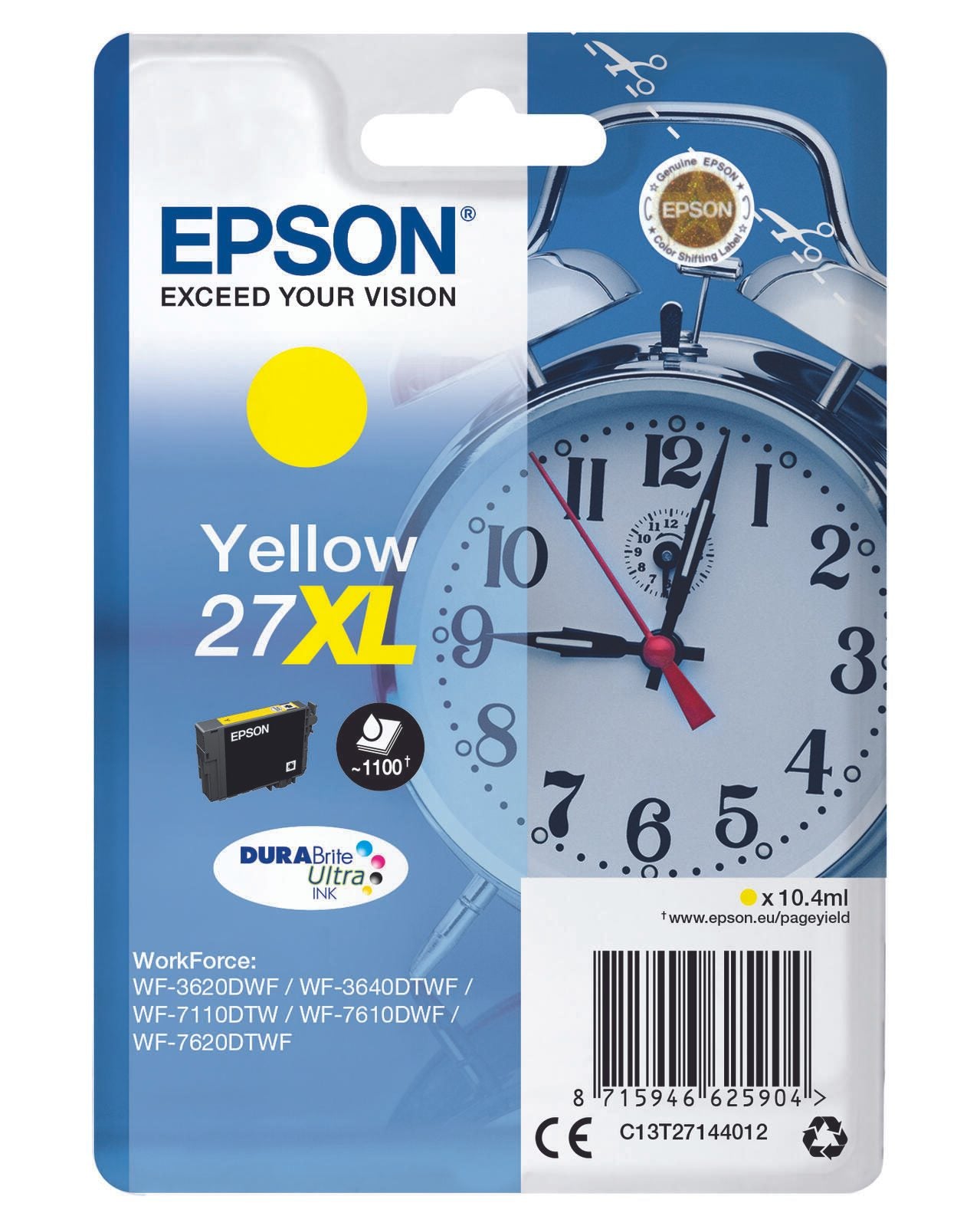 Epson Original 27XL Wecker Druckerpatrone - gelb (C13T27144012)