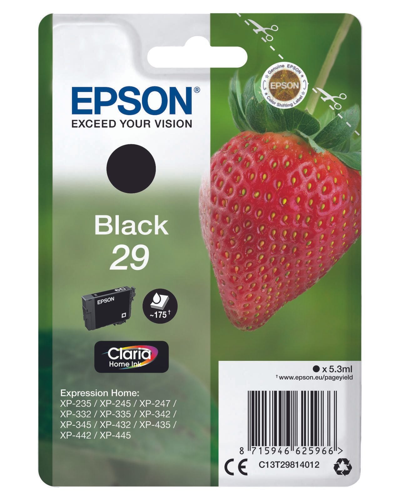 Epson Original 29 Erdbeere Druckerpatrone - schwarz (C13T29814012)